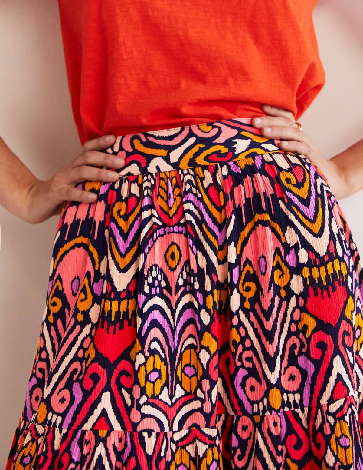 Grace Crinkle Mini Skirt-French Navy, Ikat Charm - Image 4