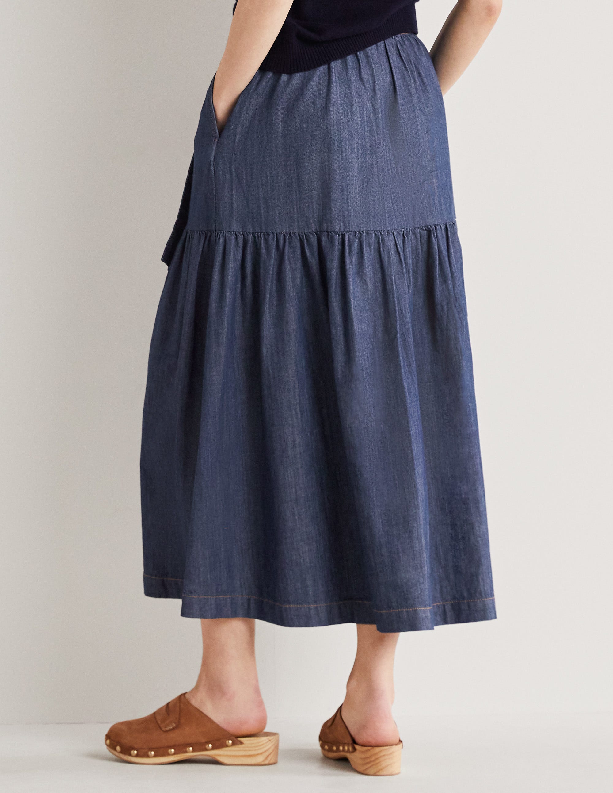 Tiered Belted Midi Skirt-Mid Vintage Denim - Image 5
