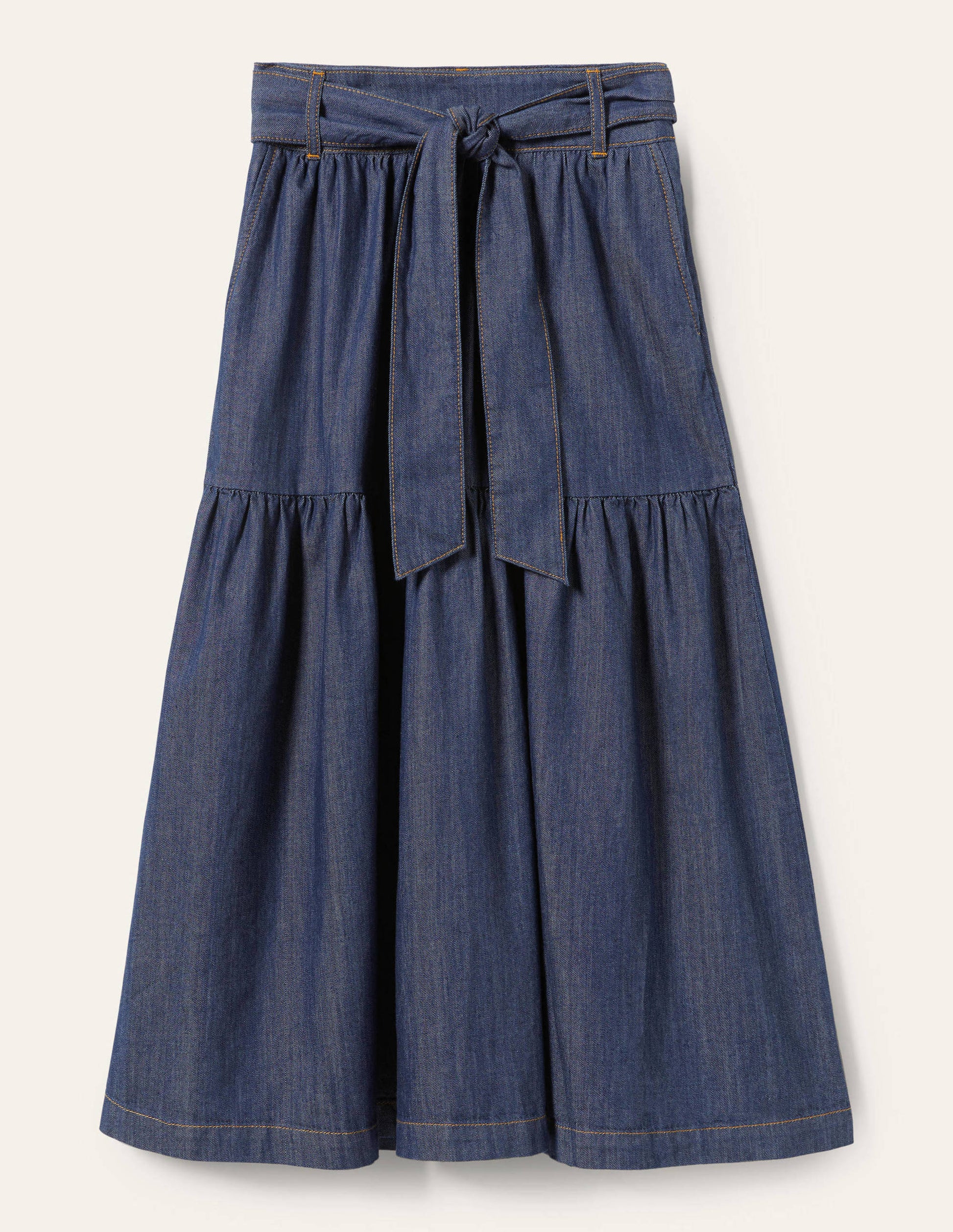 Tiered Belted Midi Skirt-Mid Vintage Denim-6