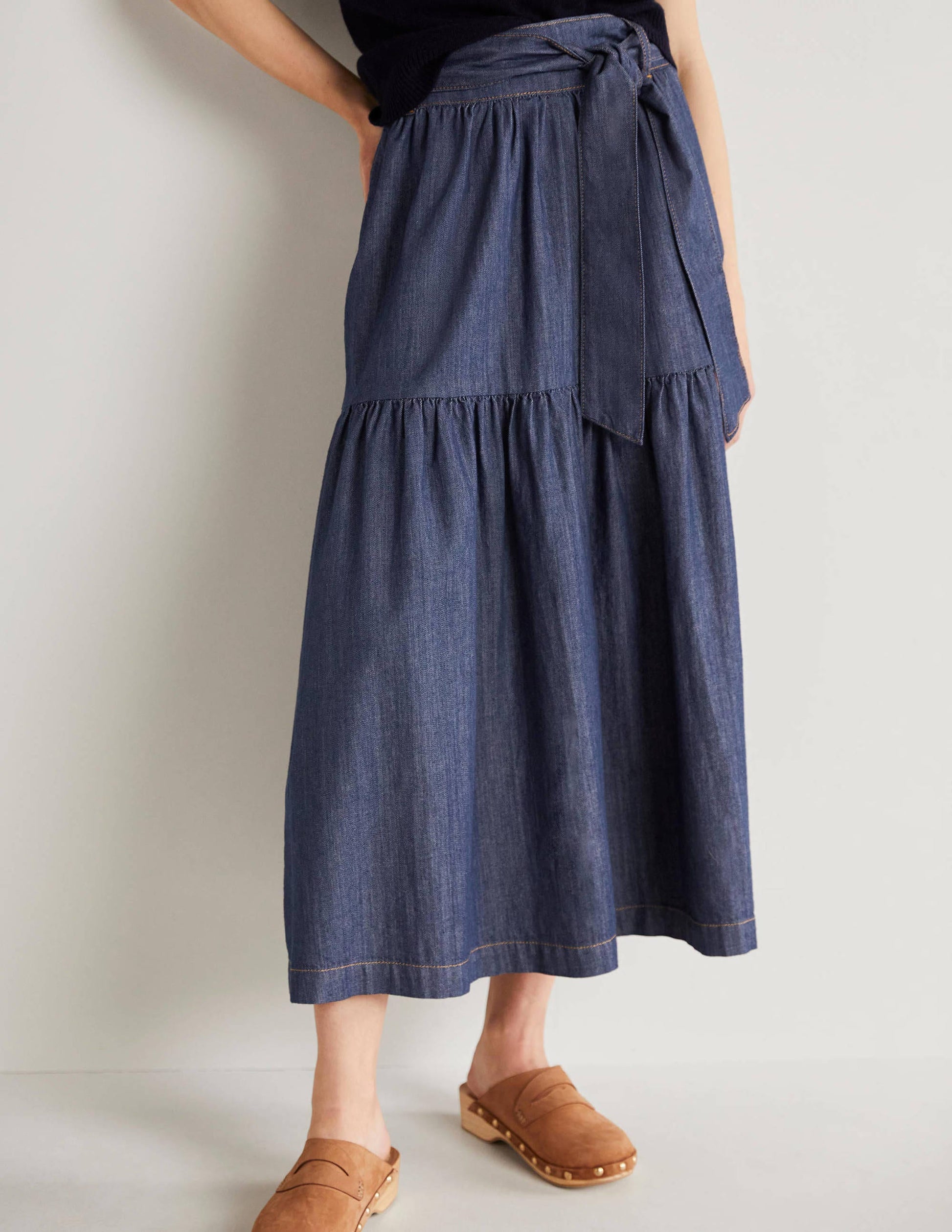 Tiered Belted Midi Skirt-Mid Vintage Denim-4