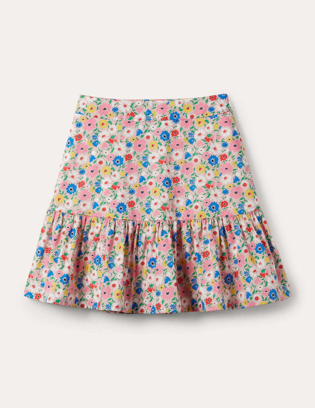 Tiered Poplin Mini Skirt-Milkshake, Elegant Bloom - Image 5
