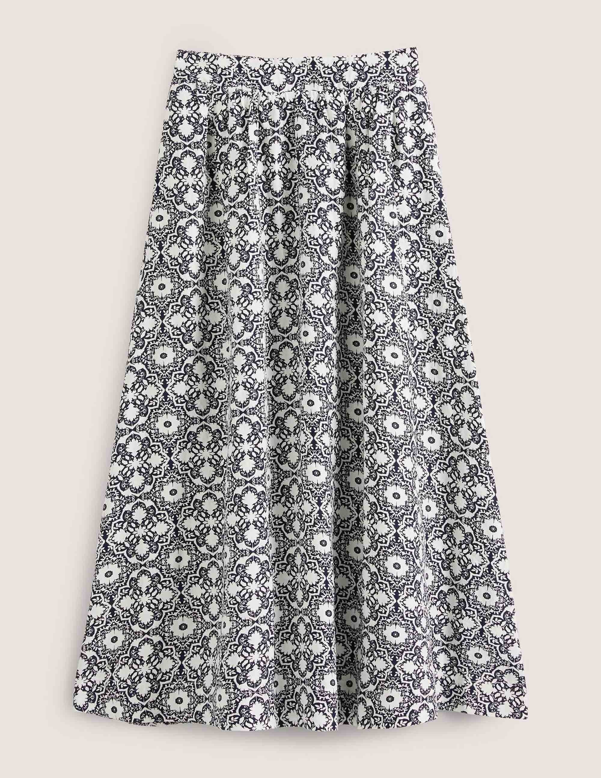 Linen Midi Skirt-French Navy, Bloomsbury Mono - Image 6