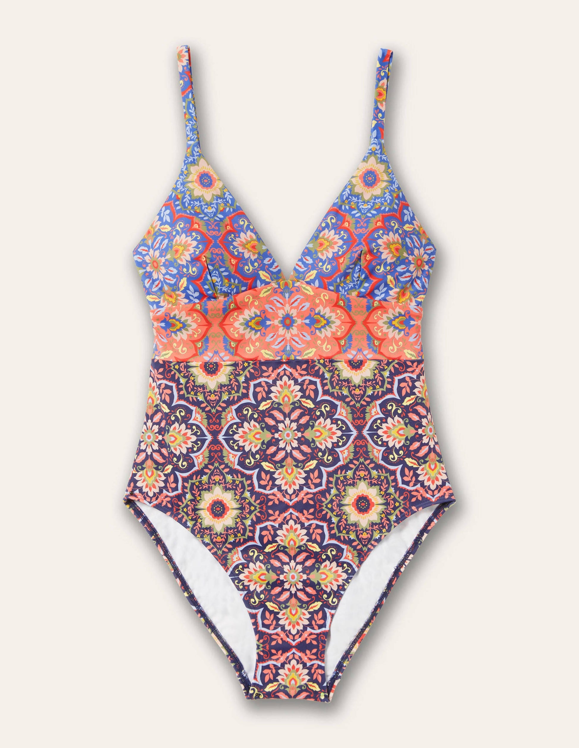 Arezzo V-neck Panel Swimsuit-French Navy, Moroccan Bloom-7