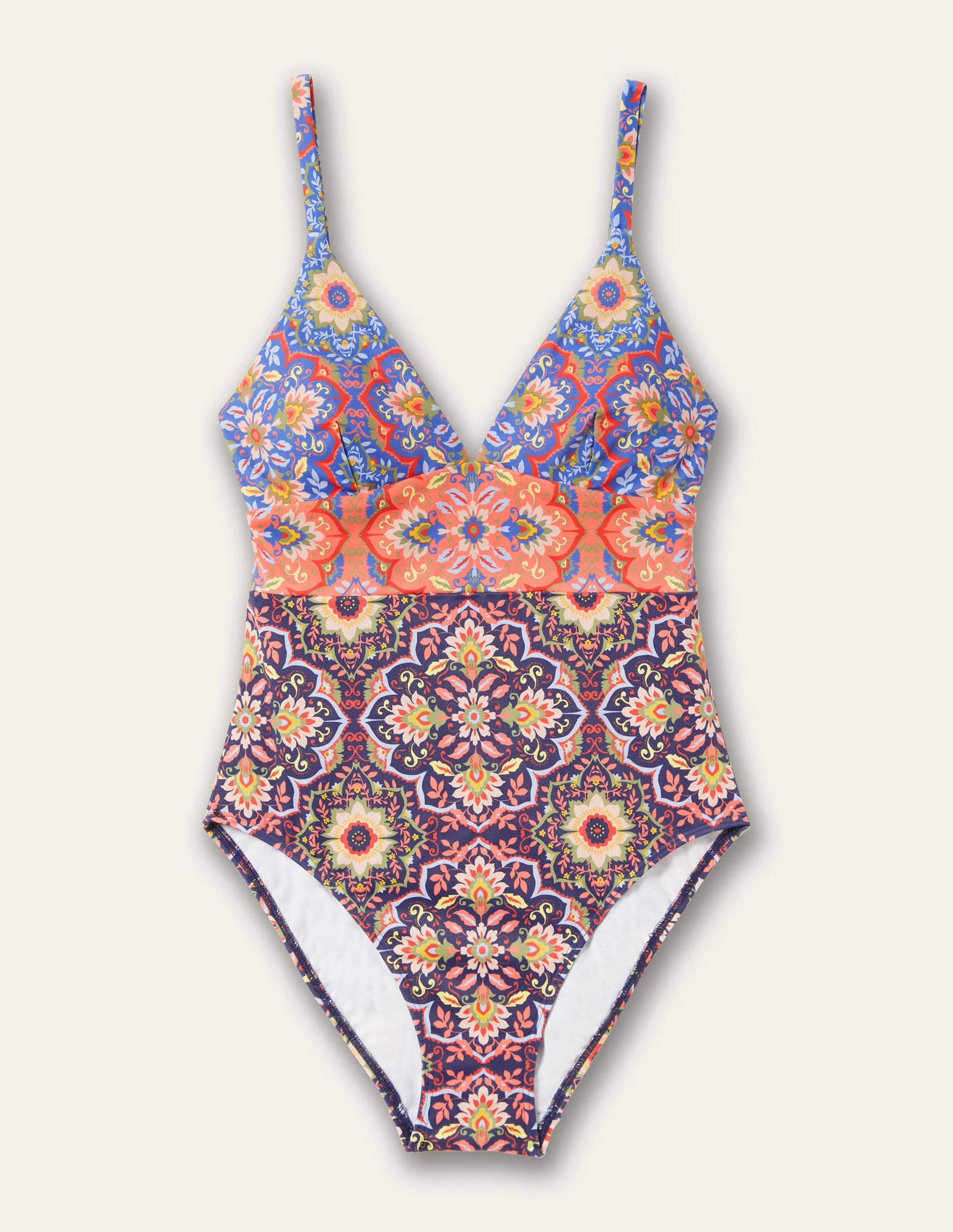 Arezzo V-neck Panel Swimsuit-French Navy, Moroccan Bloom - Image 7