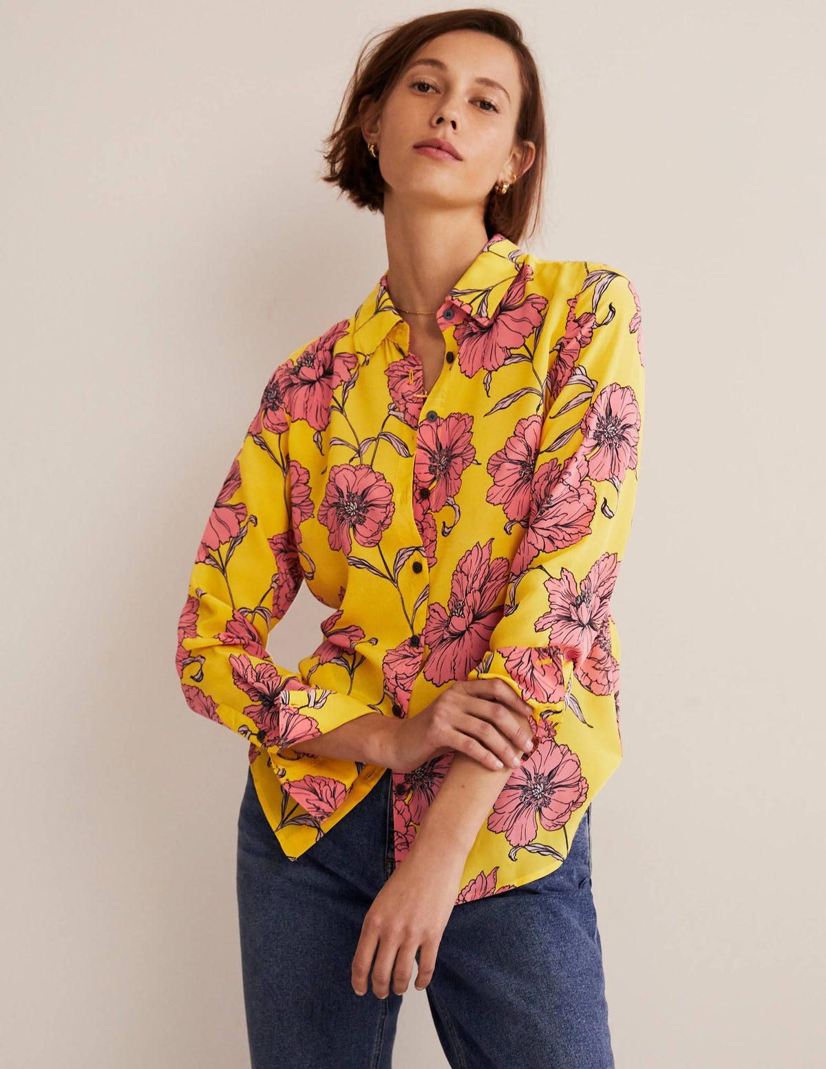 Silk Shirt-Lemon Fizz, Peony Bloom - Image 1