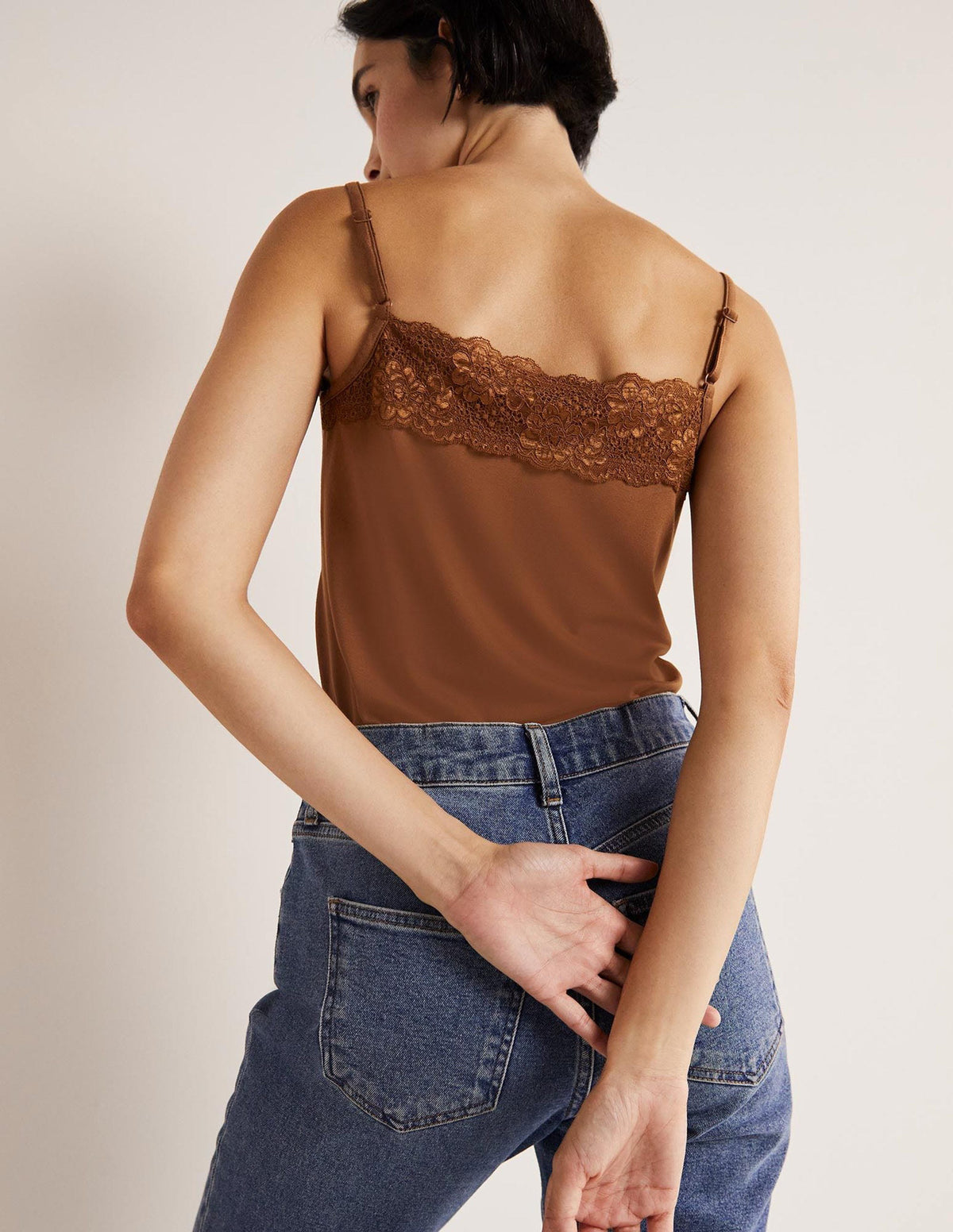 Lace Cami Top-Medium Brown - Image 3