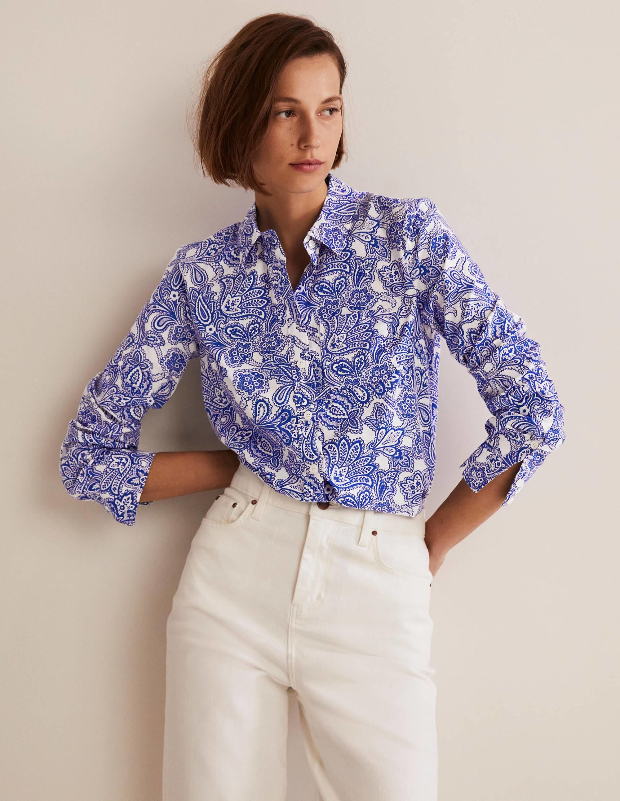 Classic Cotton Shirt-Atlantic Ocean, Paisley Bud - Image 1