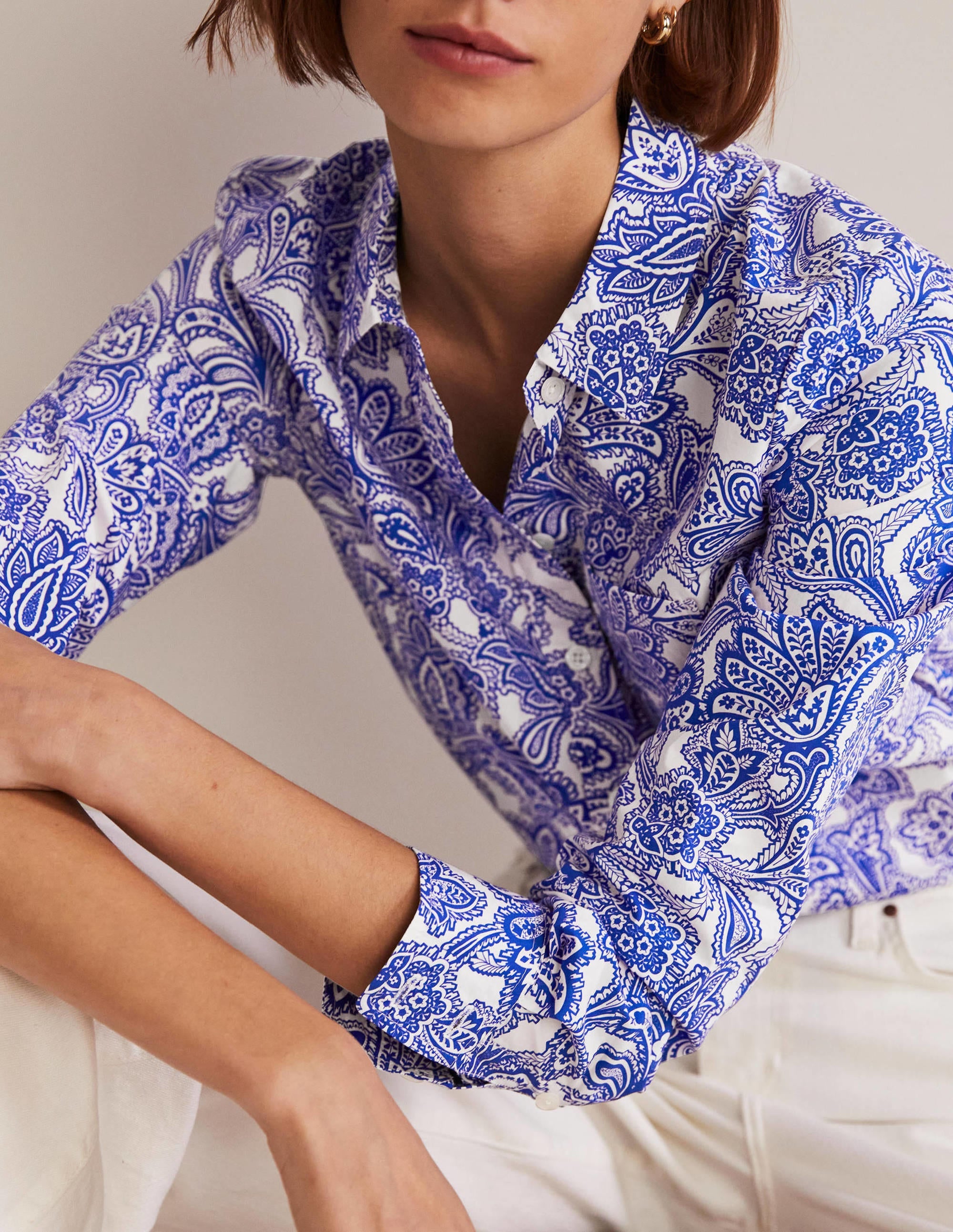 Classic Cotton Shirt-Atlantic Ocean, Paisley Bud - Image 2