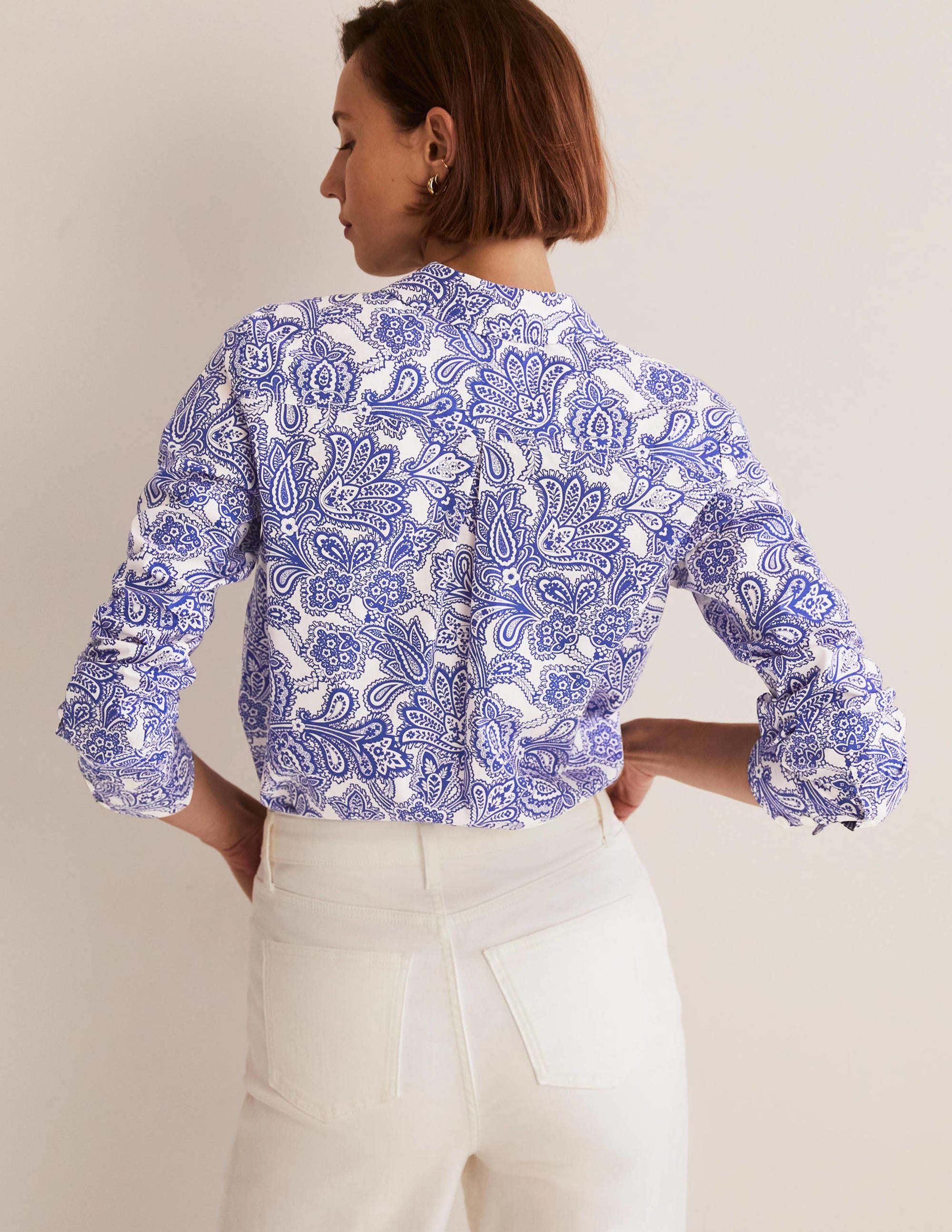 Classic Cotton Shirt-Atlantic Ocean, Paisley Bud - Image 3