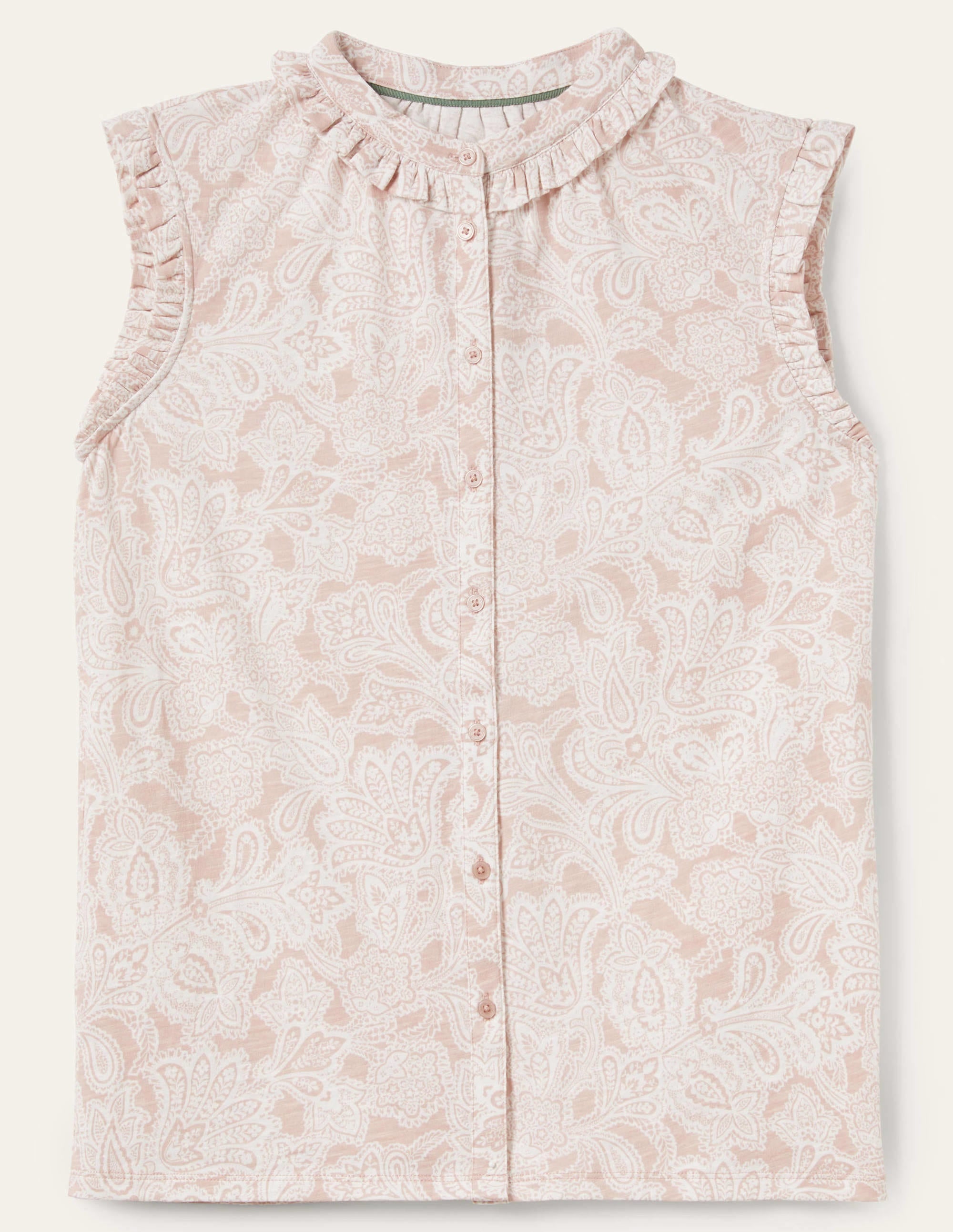 Frill Detail Grown On Shirt-Milkshake, Paisley Bud - Image 7