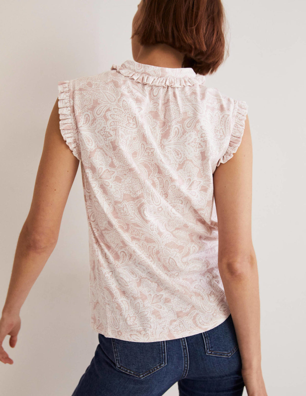 Frill Detail Grown On Shirt-Milkshake, Paisley Bud - Image 3