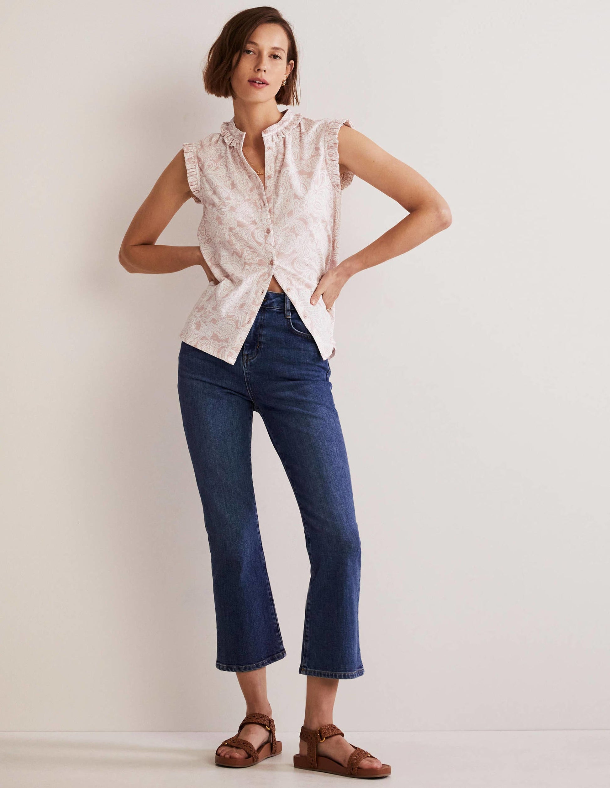 Frill Detail Grown On Shirt-Milkshake, Paisley Bud-5