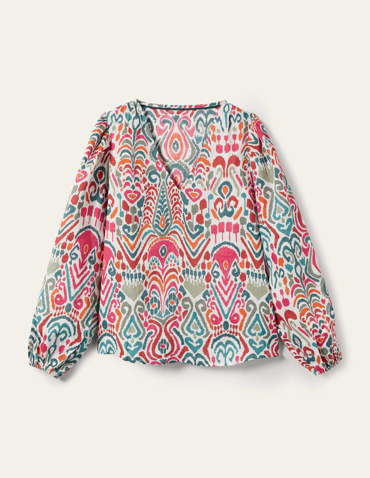 V-Neck Linen Top-Multi, Ikat Charm - Image 7