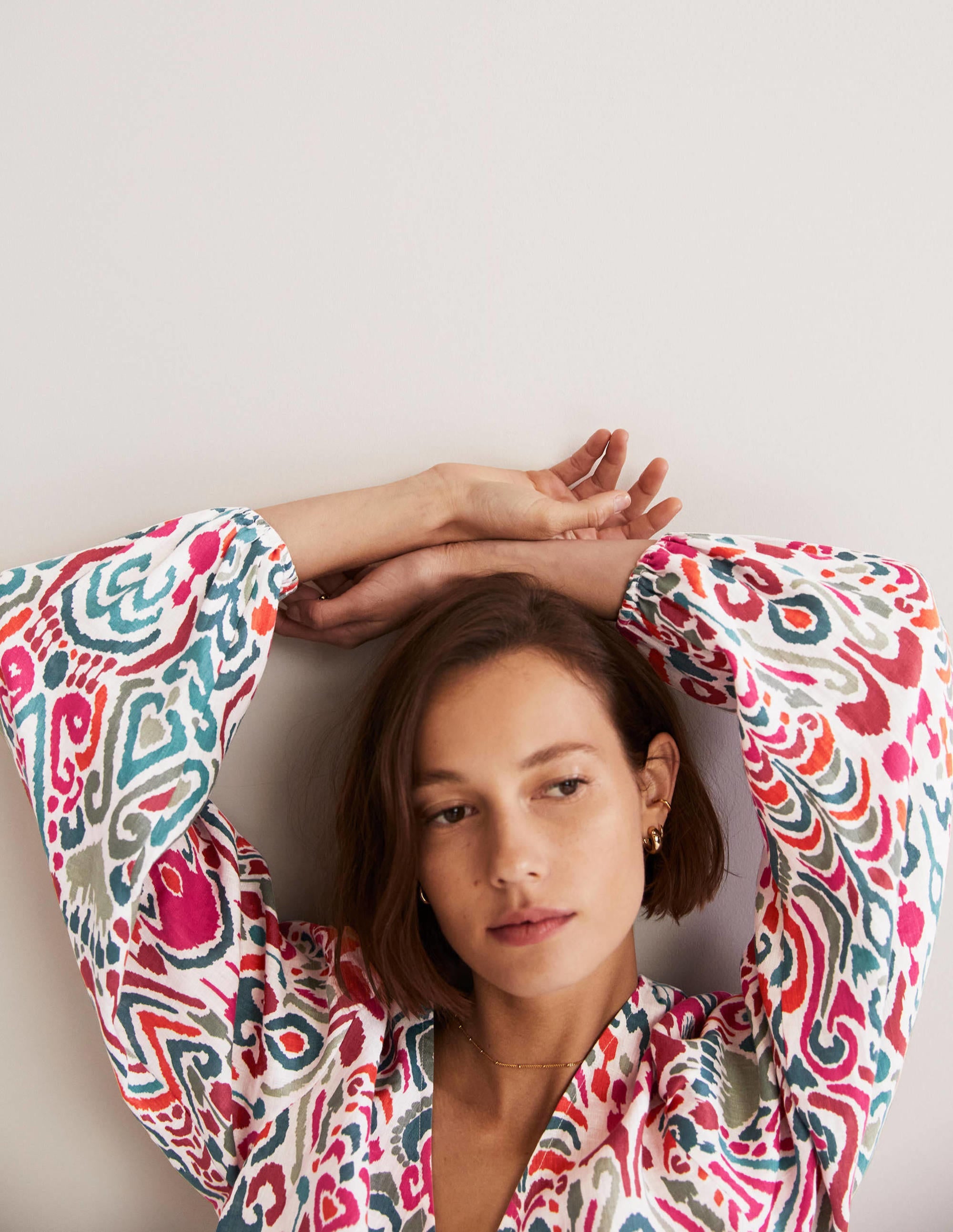 V-Neck Linen Top-Multi, Ikat Charm - Image 5
