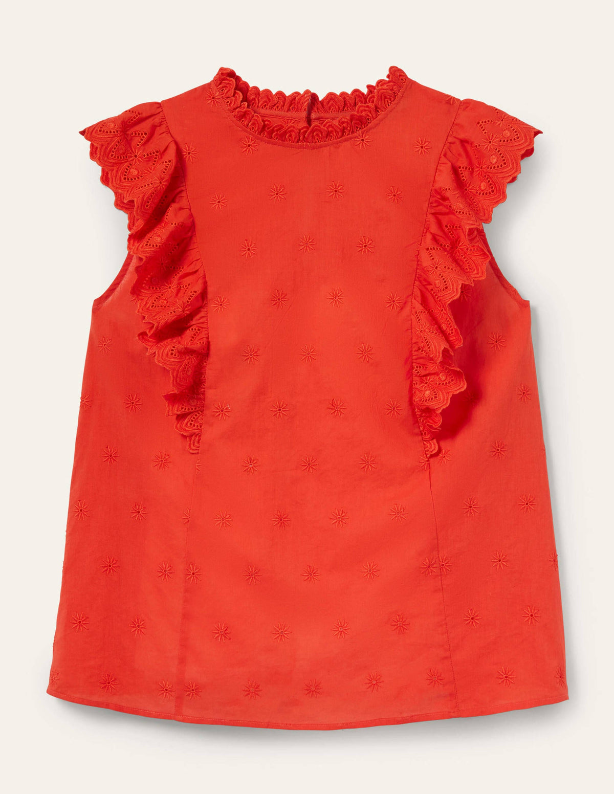 Nina Sleeveless Broderie Top-Bright Papaya-6