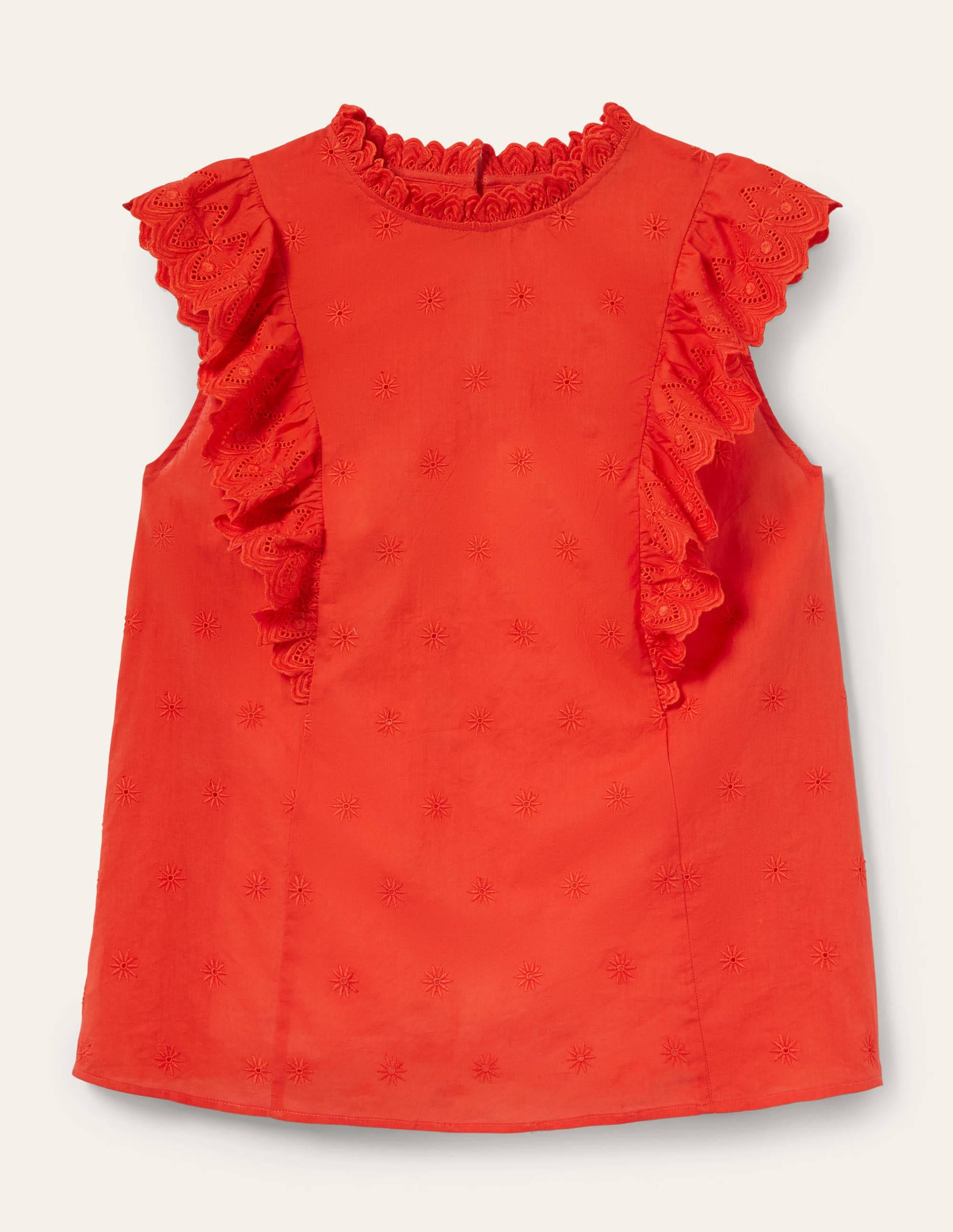Nina Sleeveless Broderie Top-Bright Papaya - Image 6