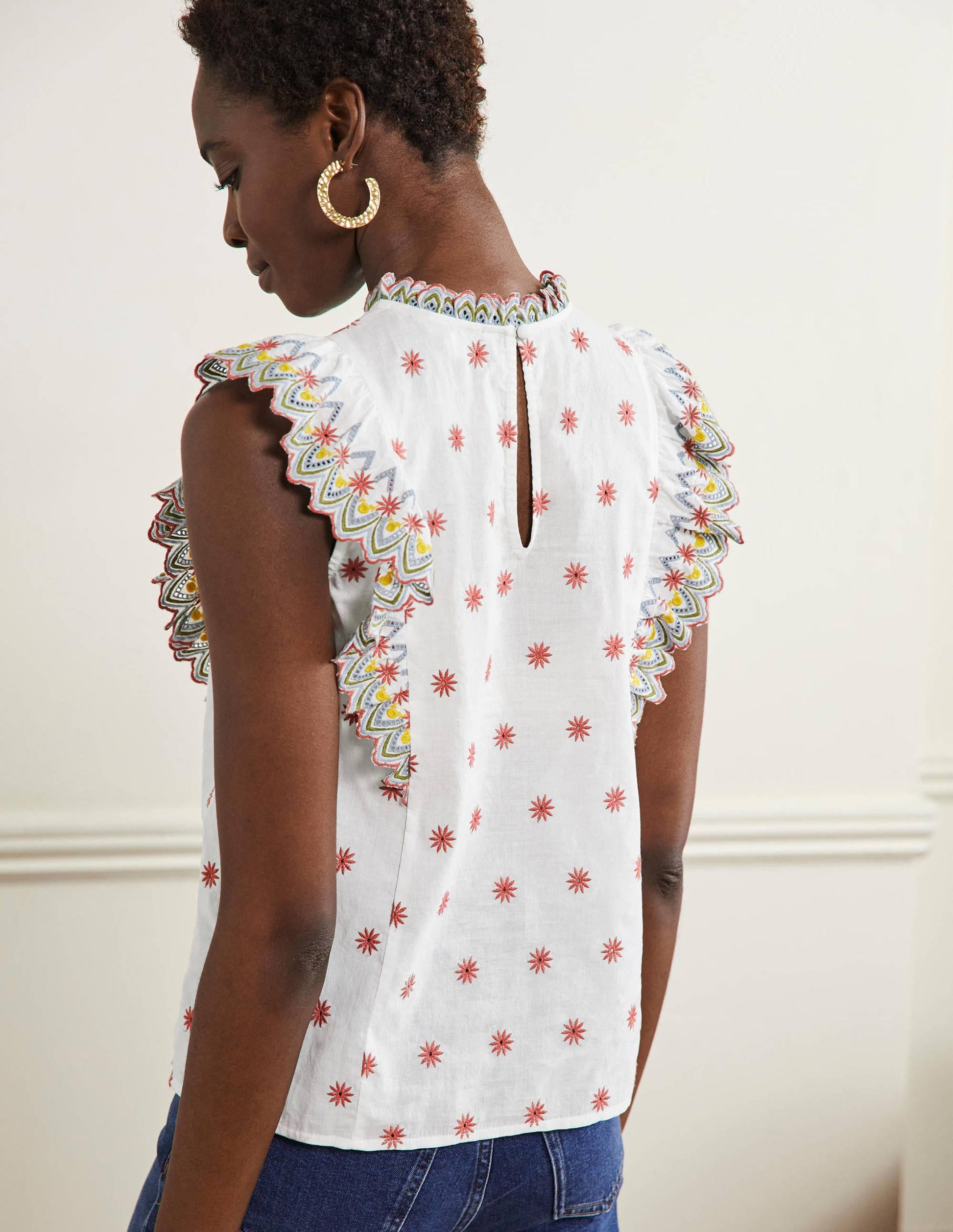 Nina Sleeveless Broderie Top-White-3