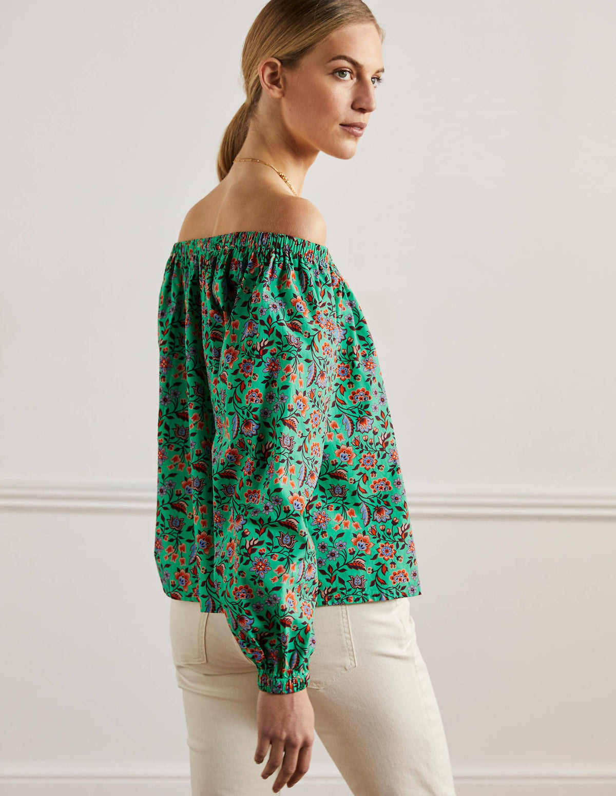 Melanie Off-Shoulder Top-Green Lagoon, Oriental Meadow-3