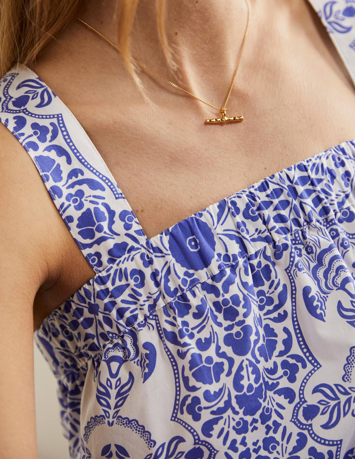 Cropped Cotton Top-Bluebell, Passion Bloom - Image 2