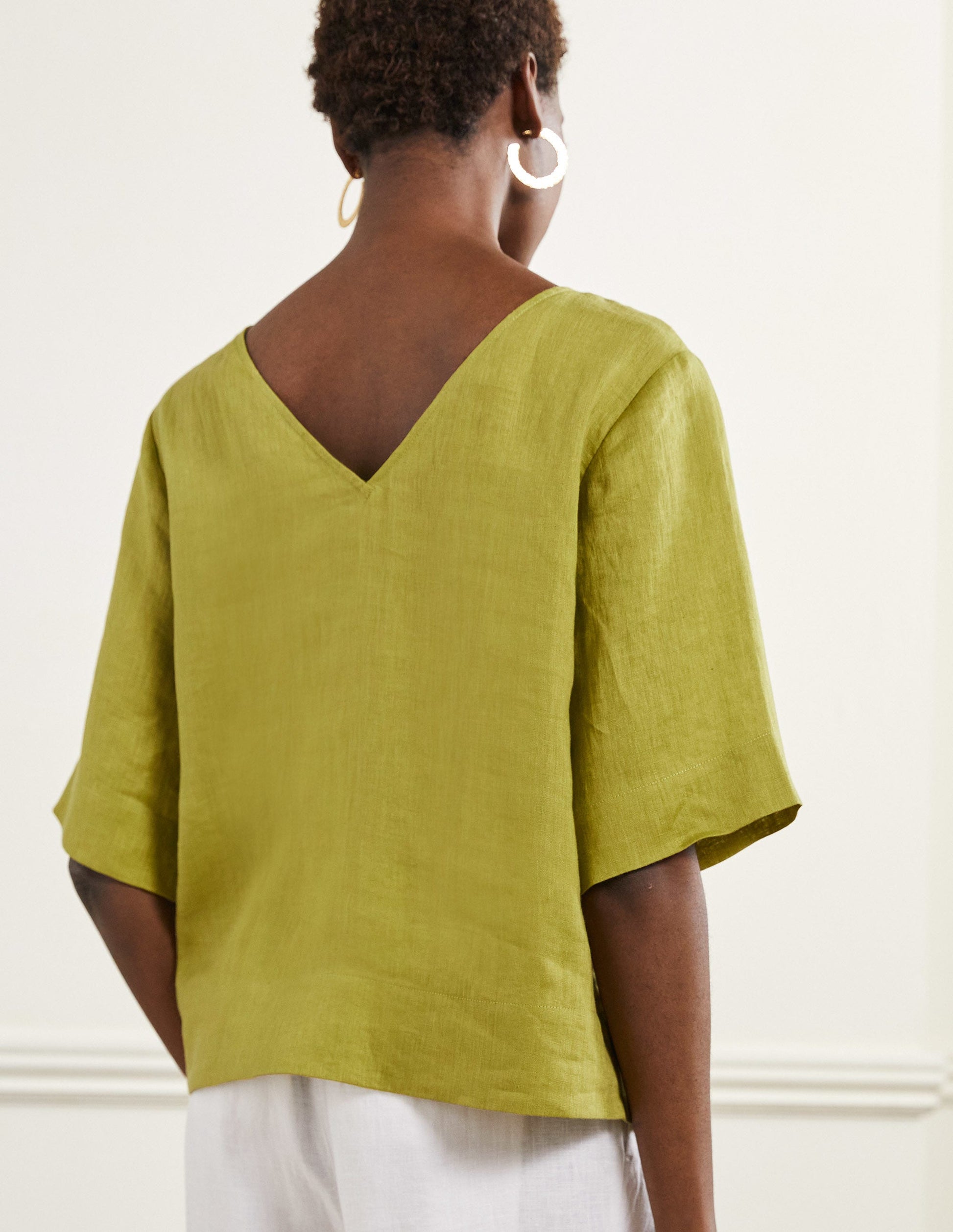 Linen Wide Sleeve Top-Starfruit Green-7
