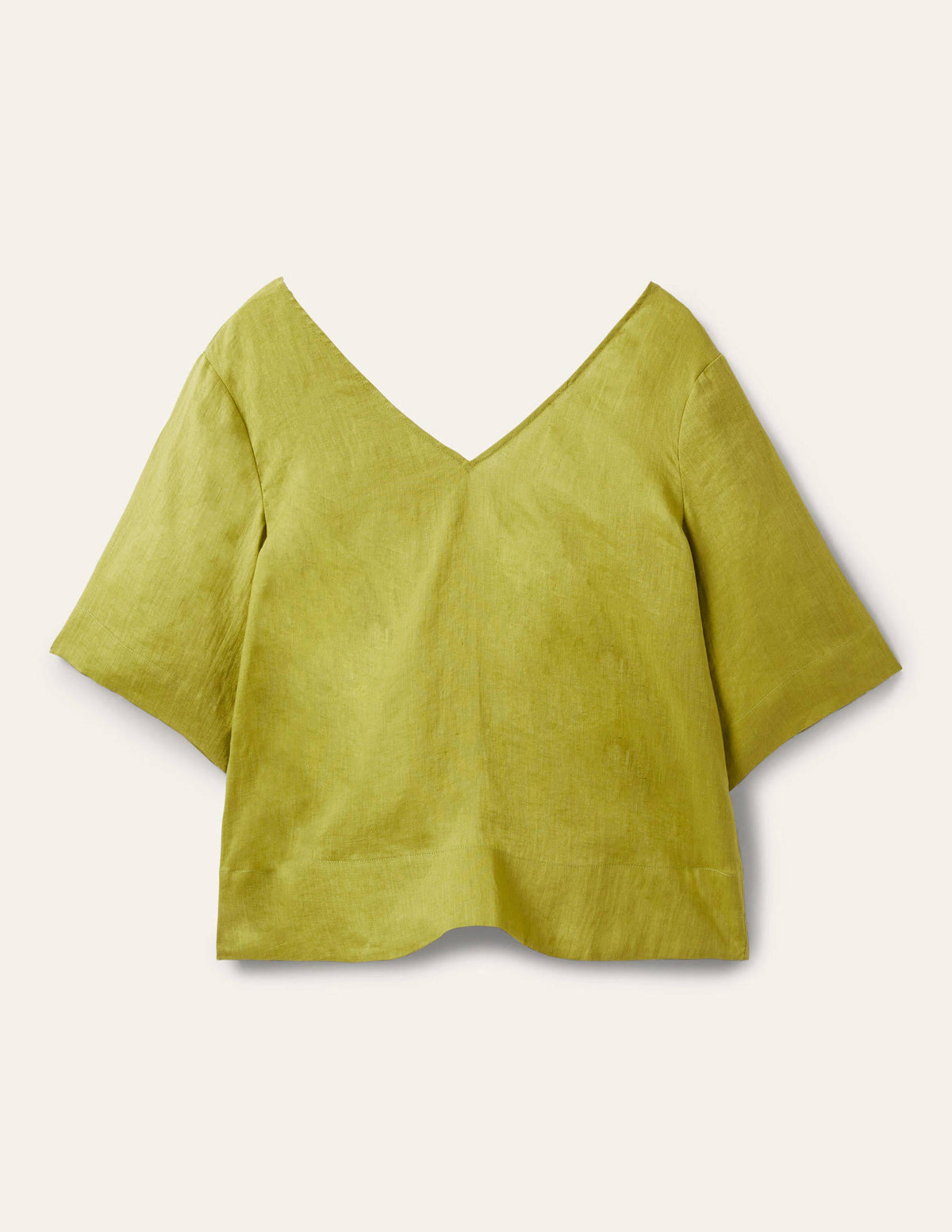 Linen Wide Sleeve Top-Starfruit Green - Image 9