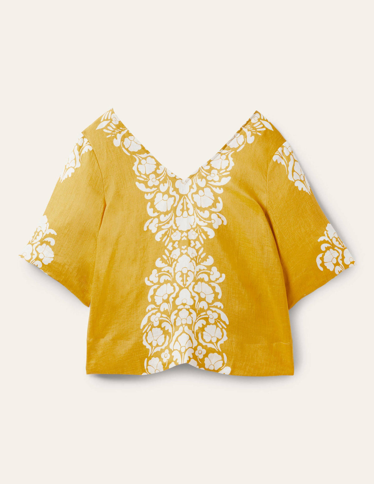 Linen Wide Sleeve Top-Butter Yellow, Passion Bloom - Image 5