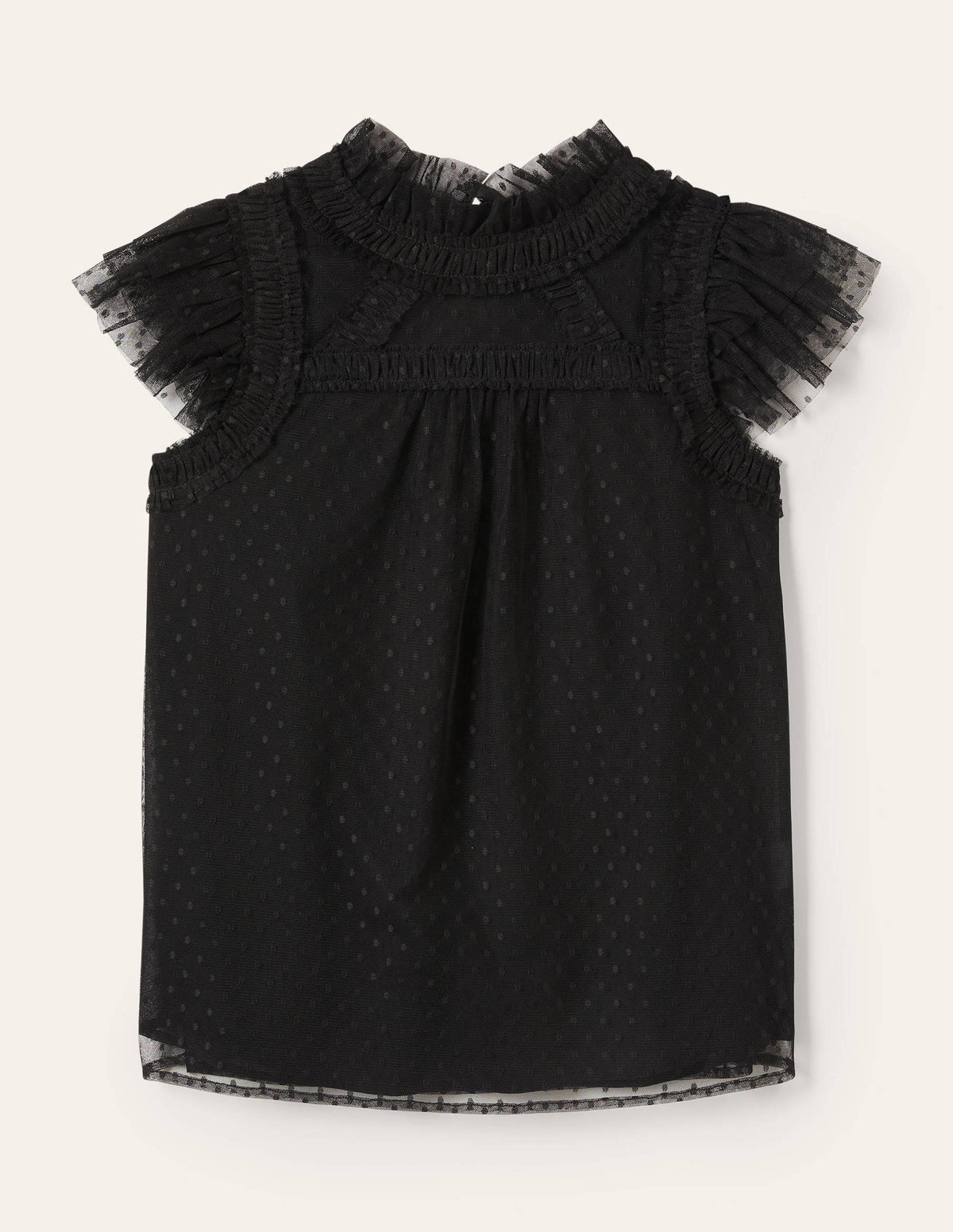 Edie Sleeveless Tulle Top-Black - Image 5