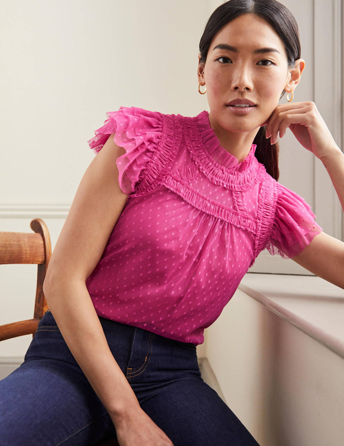 Edie Sleeveless Tulle Top-Party Pink - Image 1