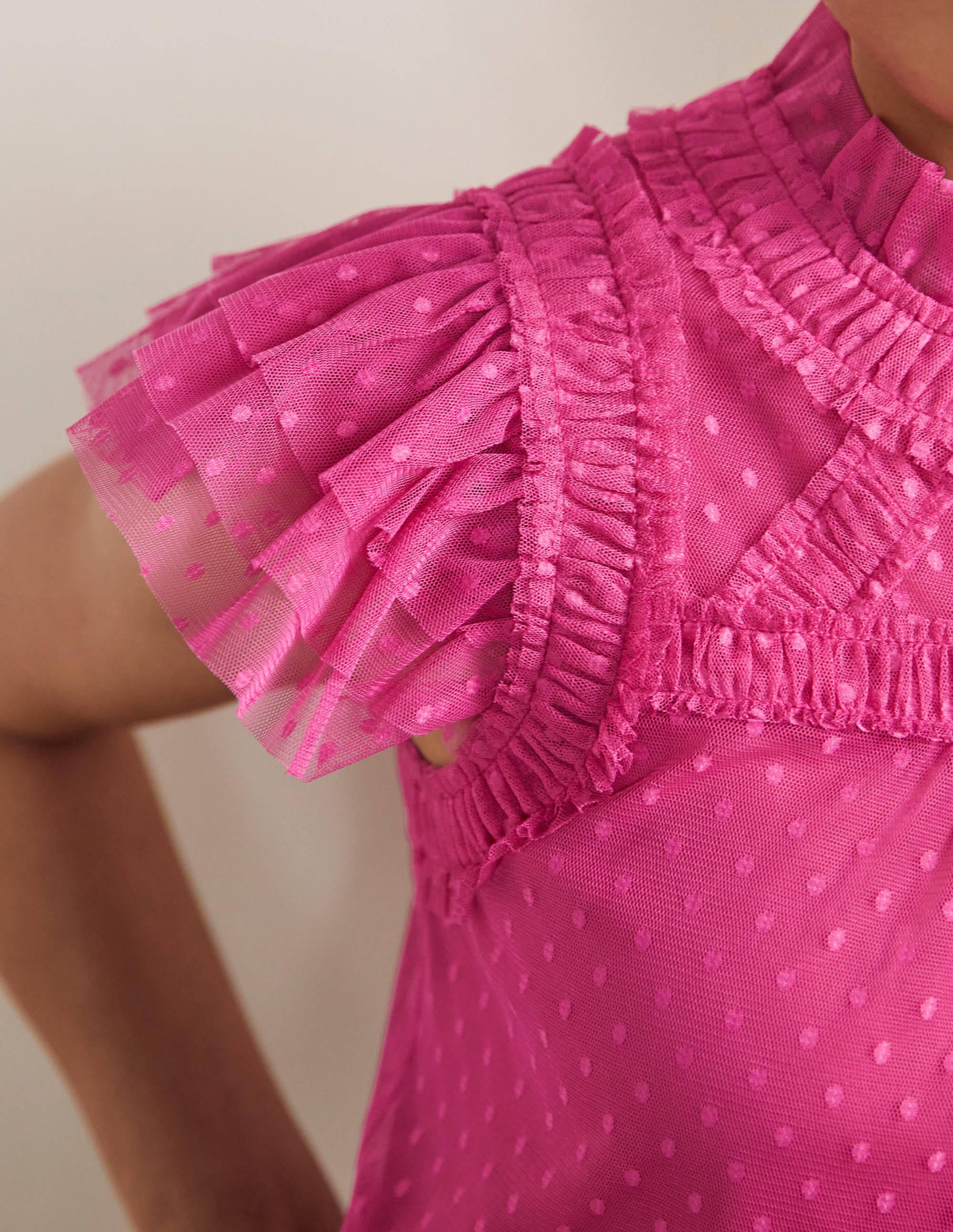 Edie Sleeveless Tulle Top-Party Pink - Image 2