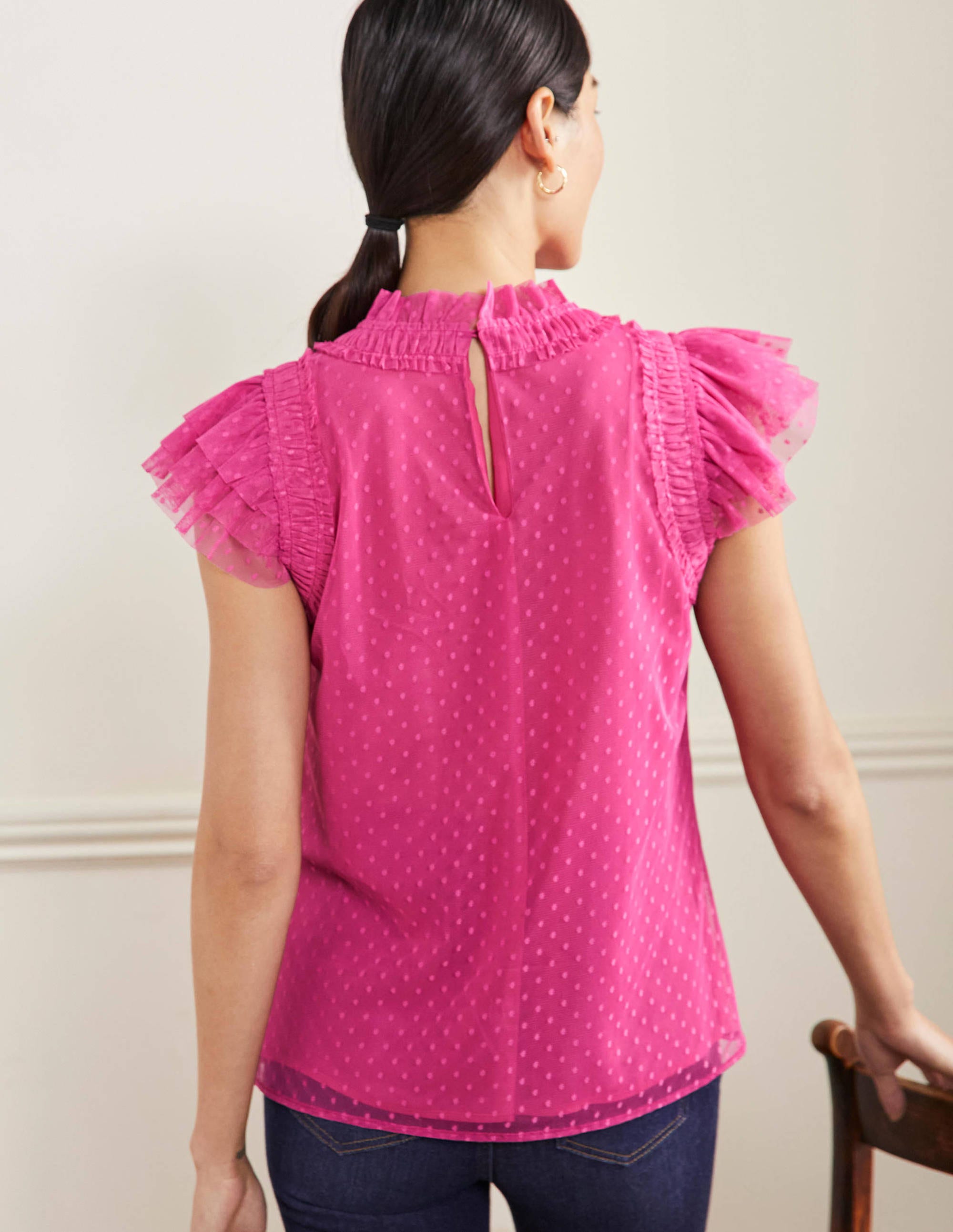 Edie Sleeveless Tulle Top-Party Pink - Image 3