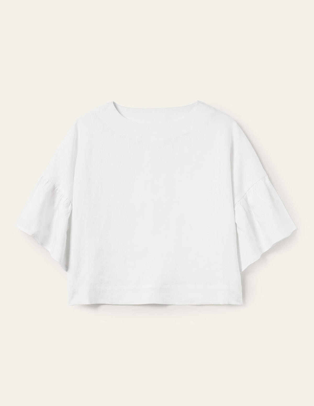 Frilly Full Sleeve Linen Top-White - Image 5