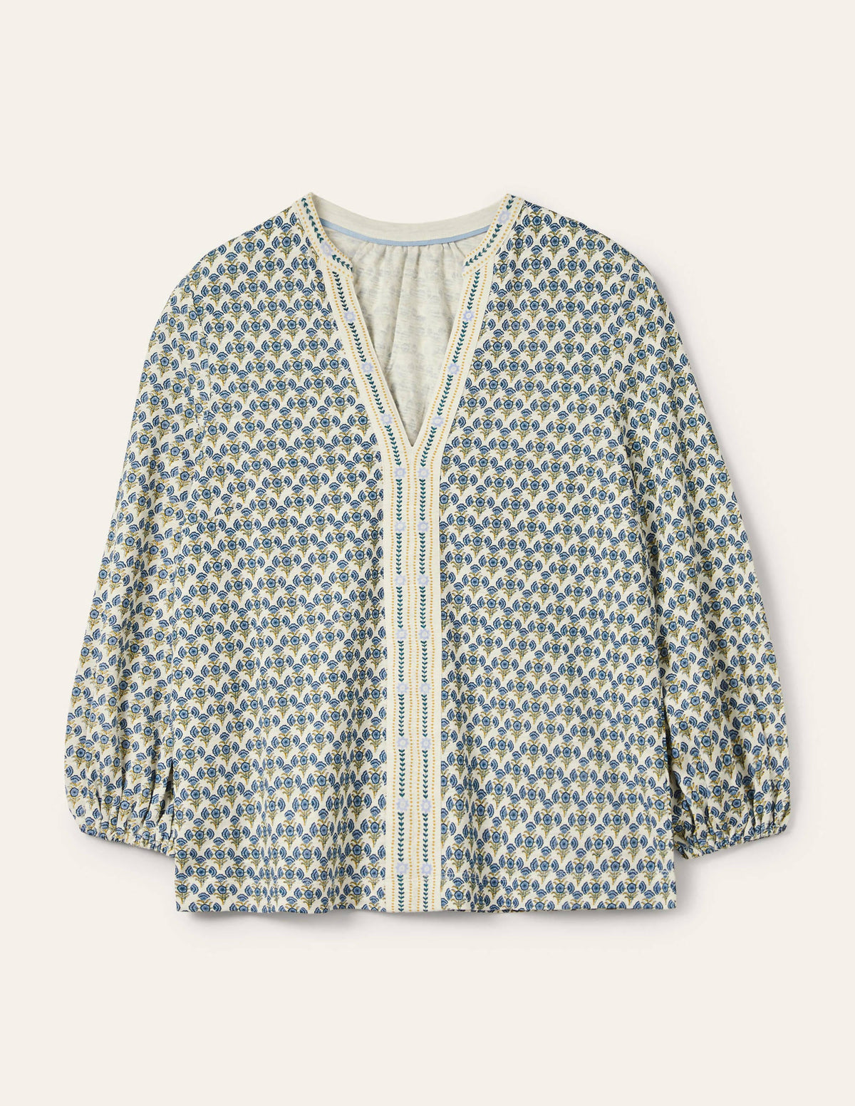 Printed Notch Neck Jersey Top-Chesapeake Bay, Poppy Geo - Image 6