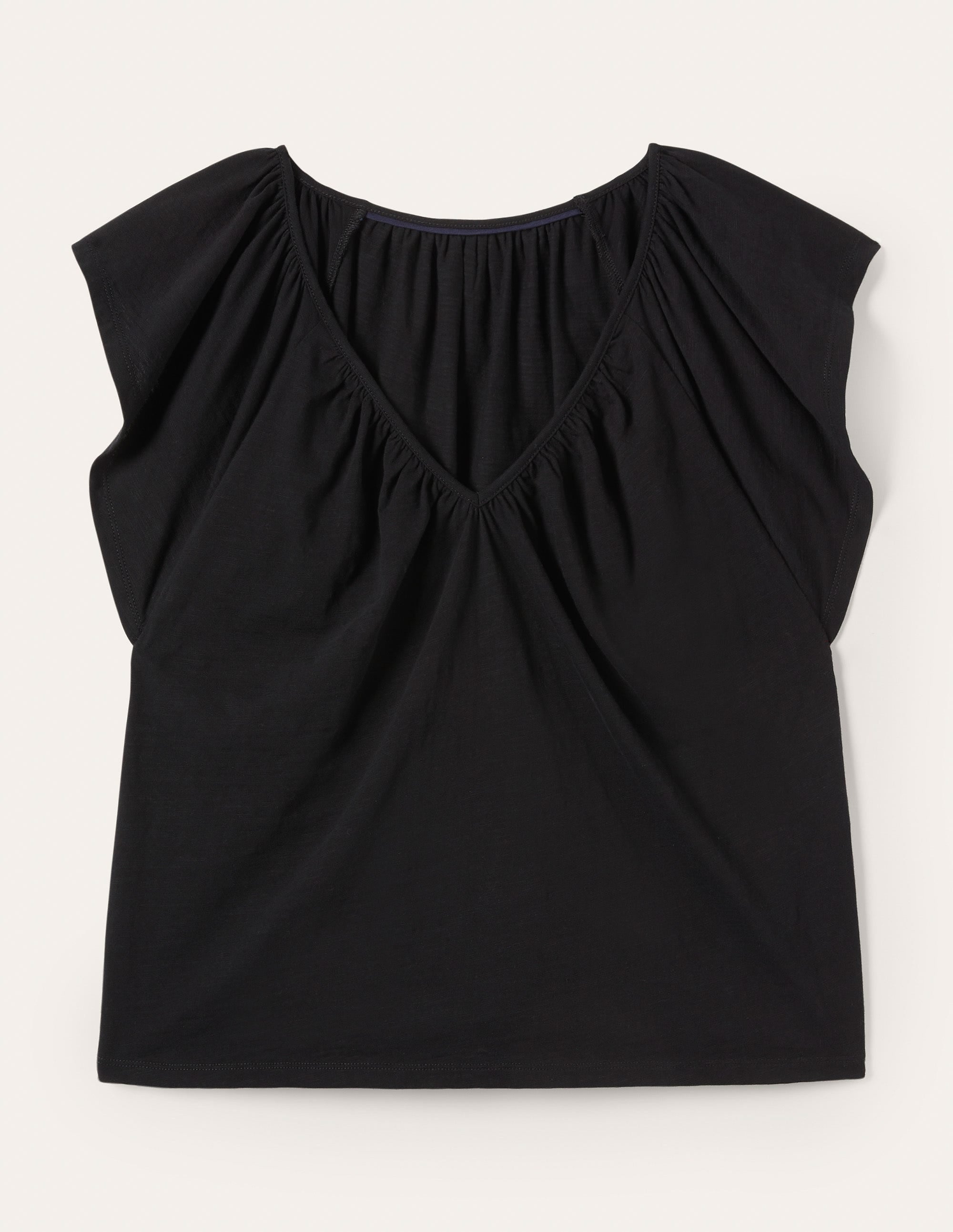 Flutter Sleeve V-neck T-shirt-Black - Image 6