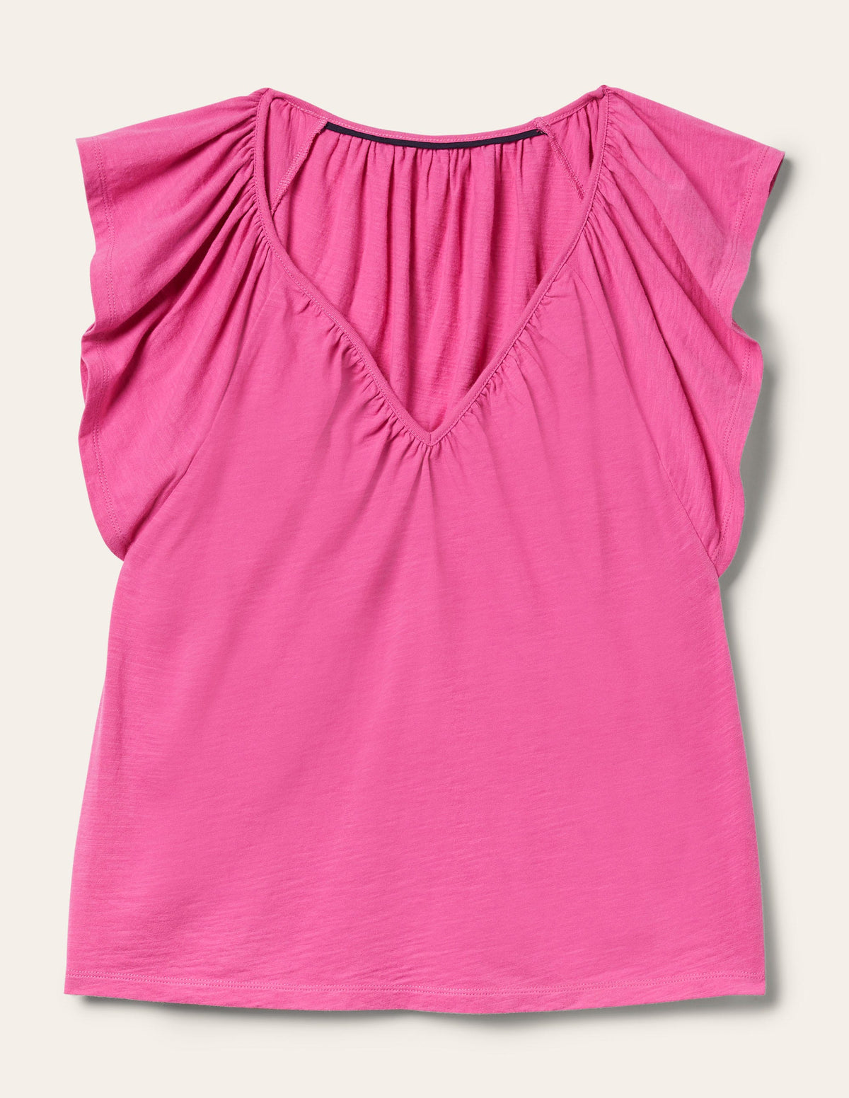 Flutter Sleeve V-neck T-shirt-Cosmos Pink - Image 5