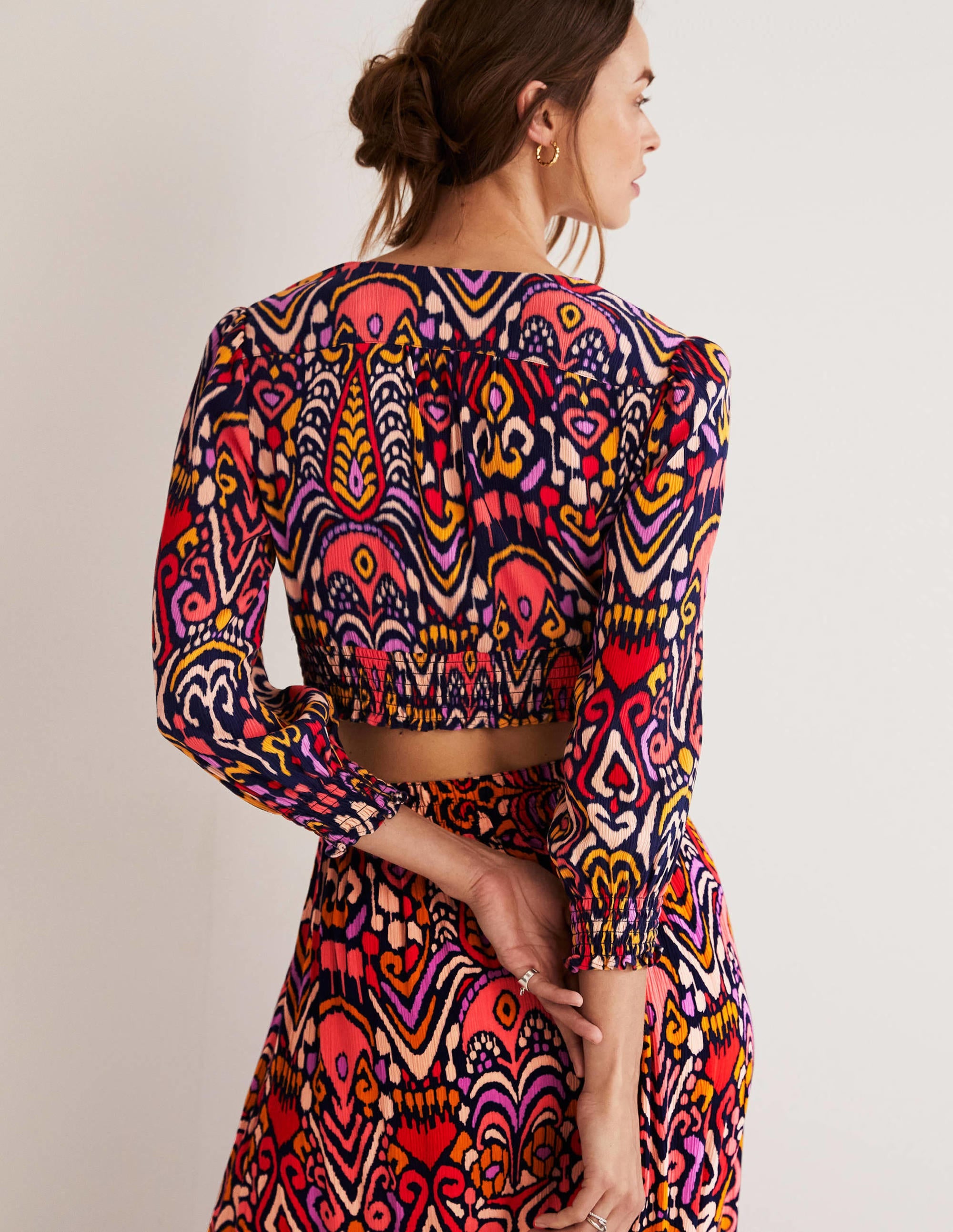 Grace Crinkle Co-ord Top-Navy, Ikat Charm - Image 4