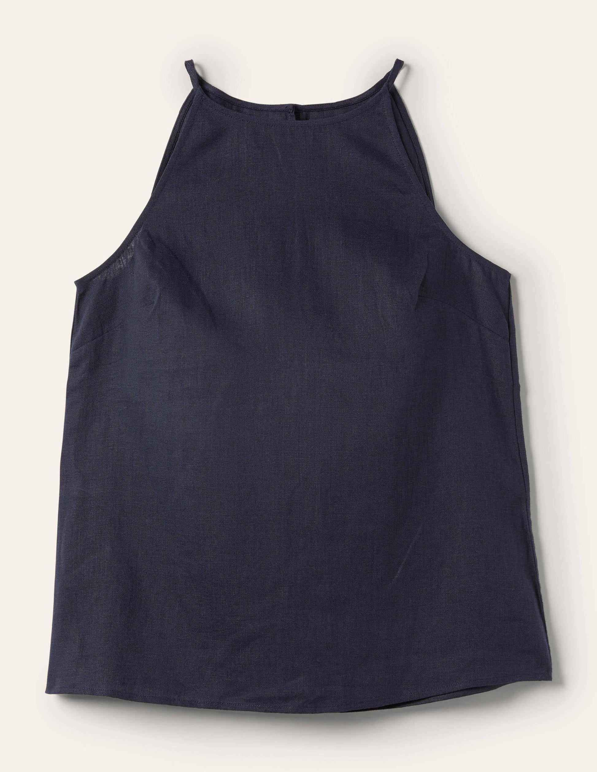 Strappy Halterneck Linen Top-Navy-5