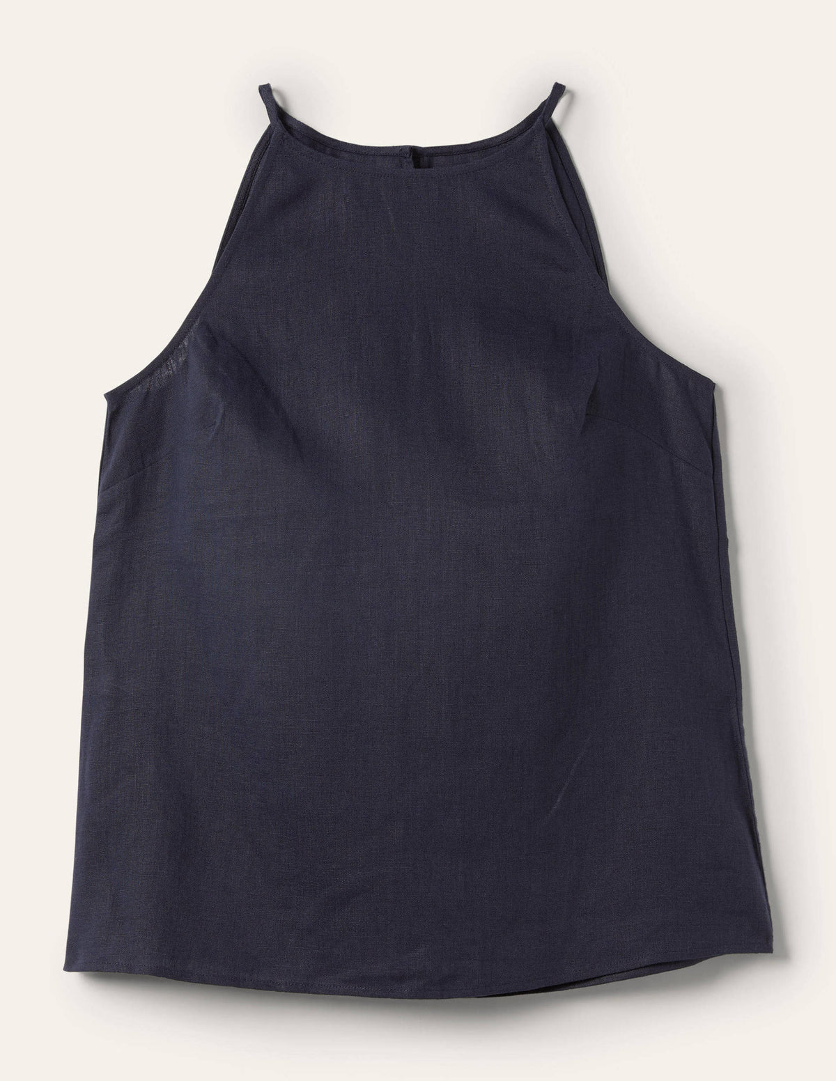 Strappy Halterneck Linen Top-Navy - Image 5