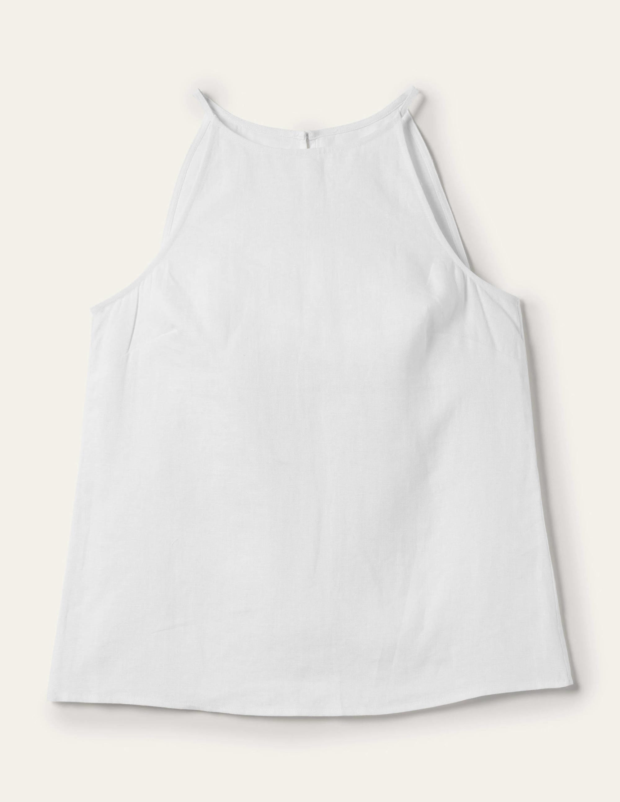 Strappy Halterneck Linen Top-White - Image 6