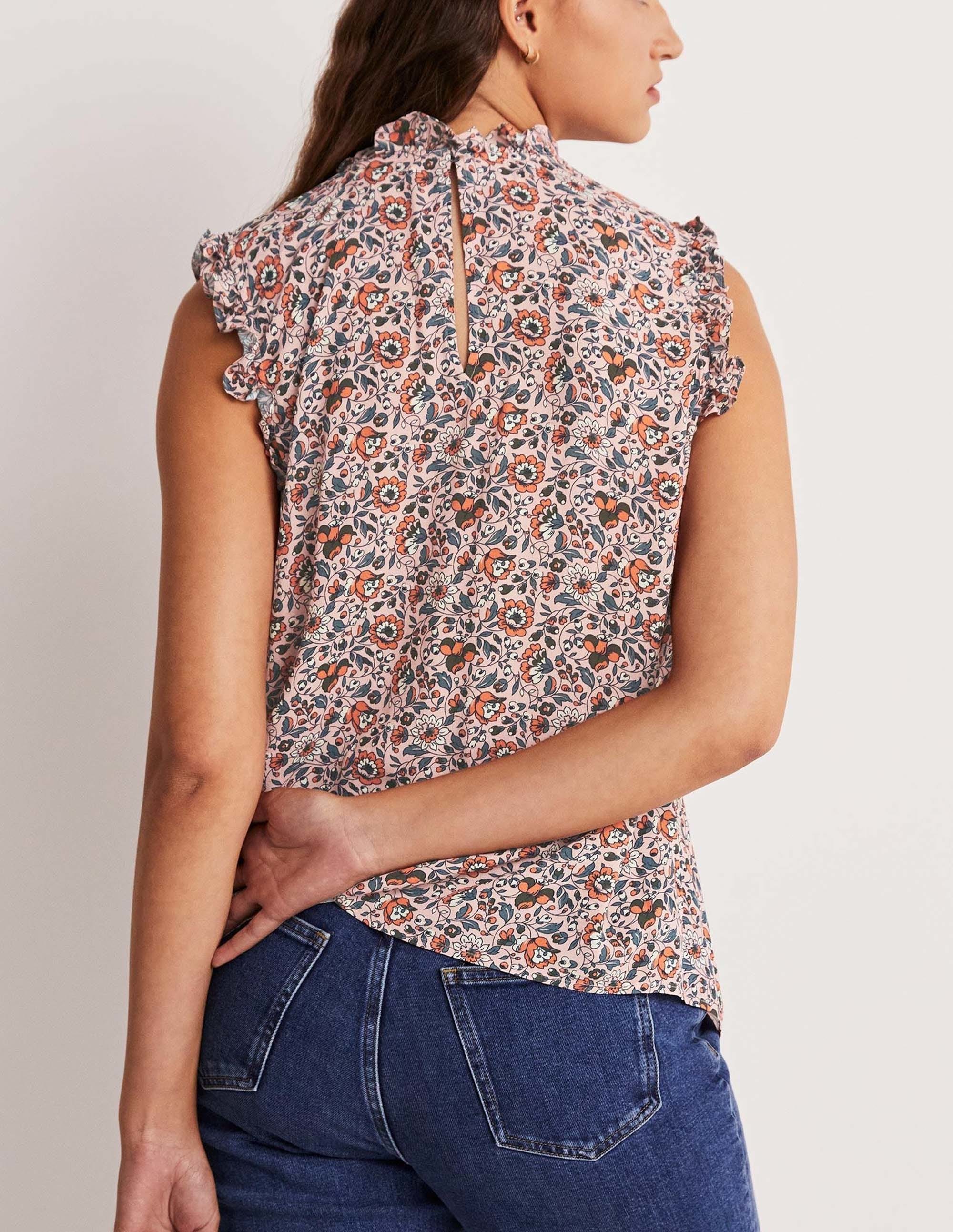 Sleeveless Smocked Top-Milkshake, Botanic Meadow - Image 7