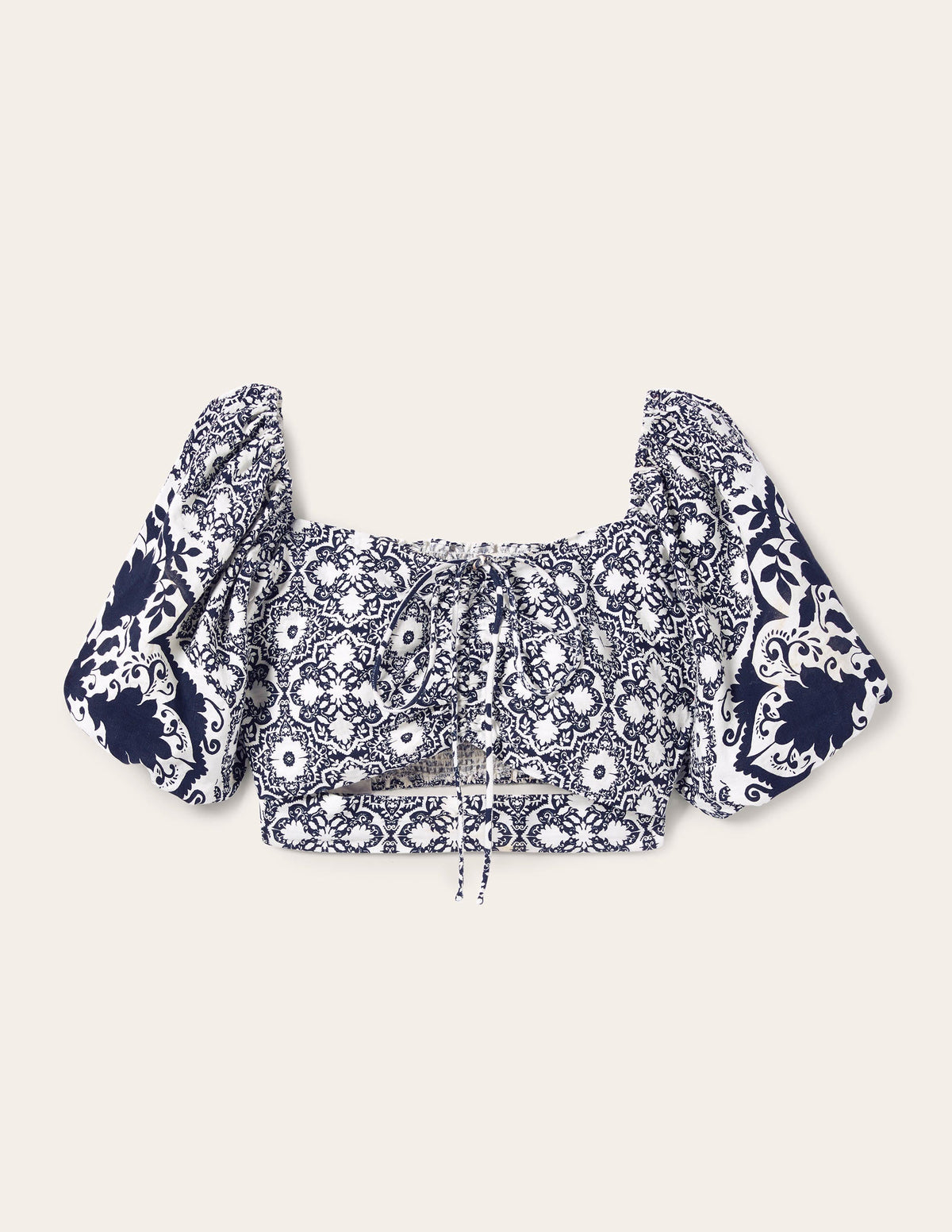 Halterneck Cut Out Crop Top-Navy, Bloomsbury - Image 5