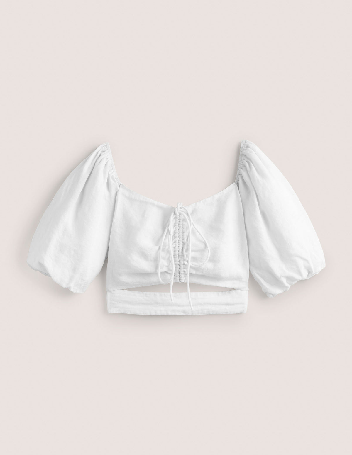 Halterneck Cut Out Crop Top-White - Image 5