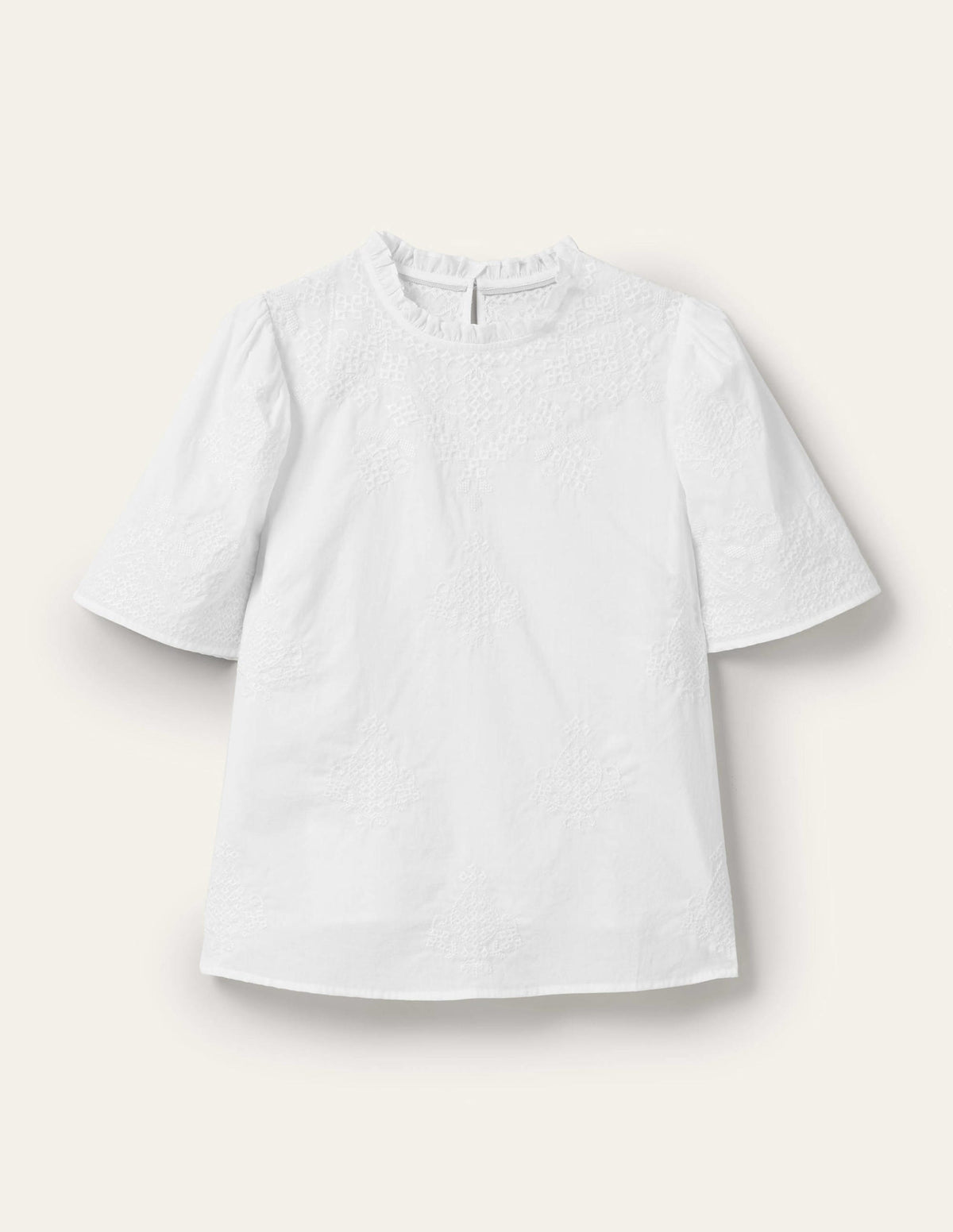 Flutter Sleeve Embroidered Top-White Embroidery - Image 8