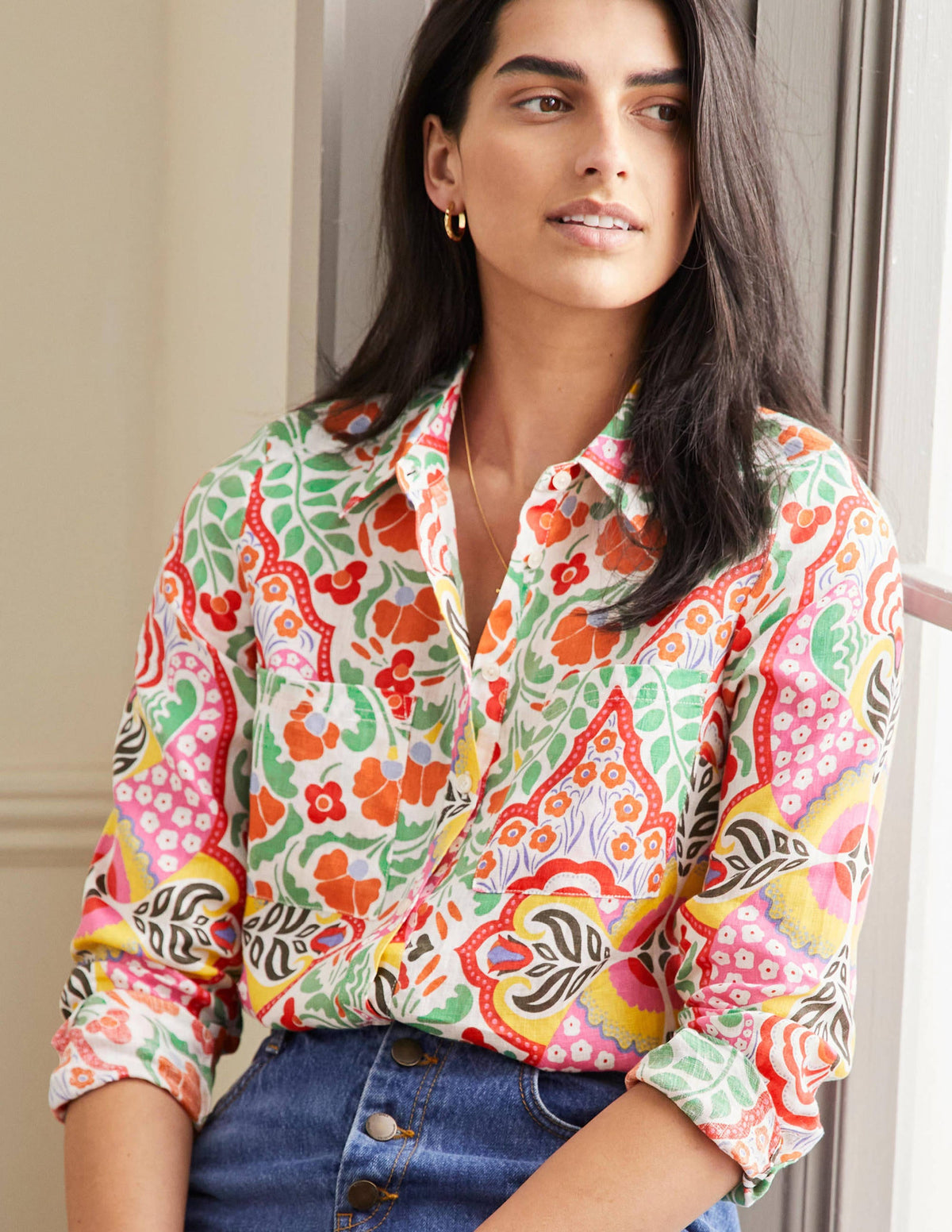 Linen Shirt-Multi, Passion Bloom-1