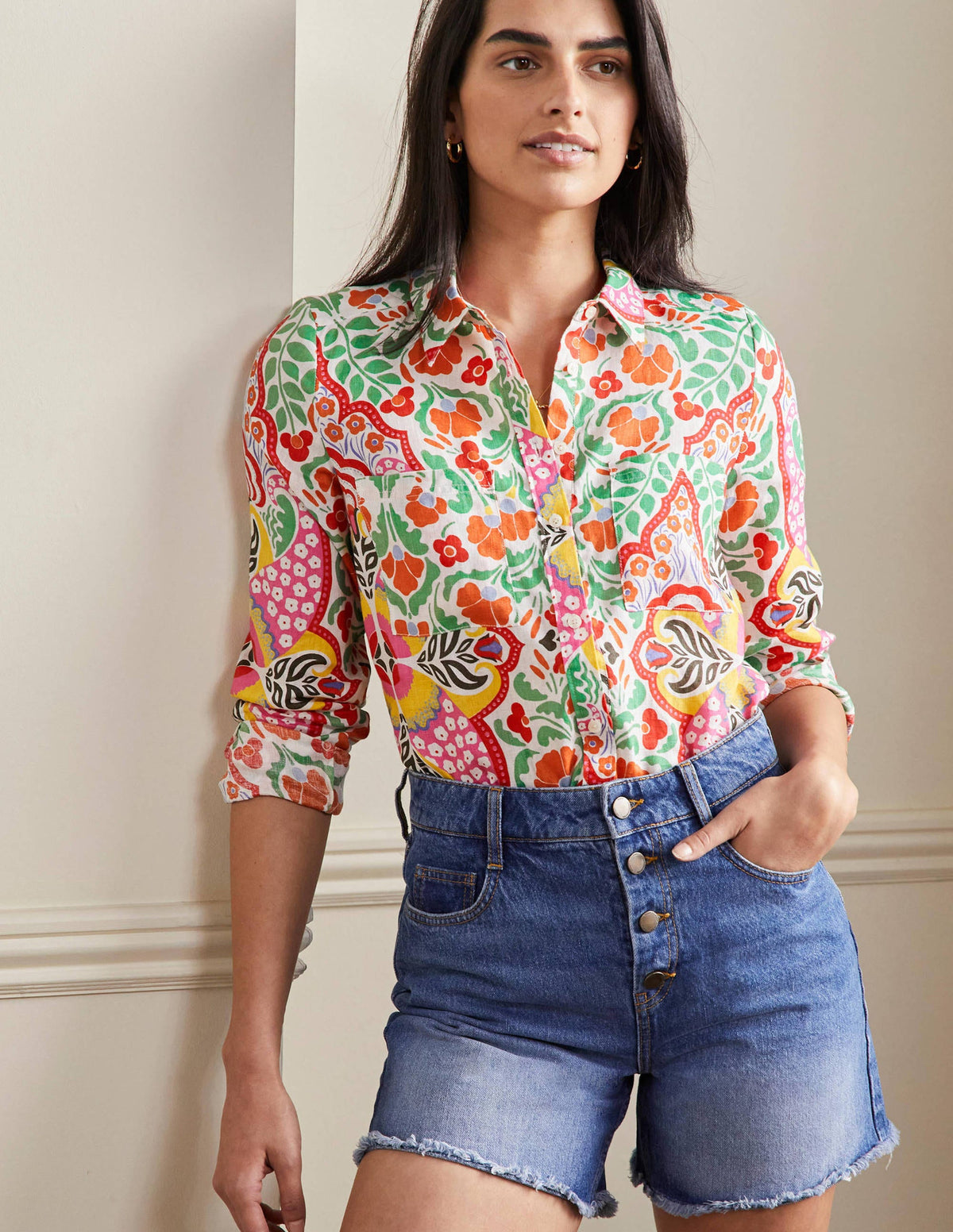 Linen Shirt-Multi, Passion Bloom - Image 4