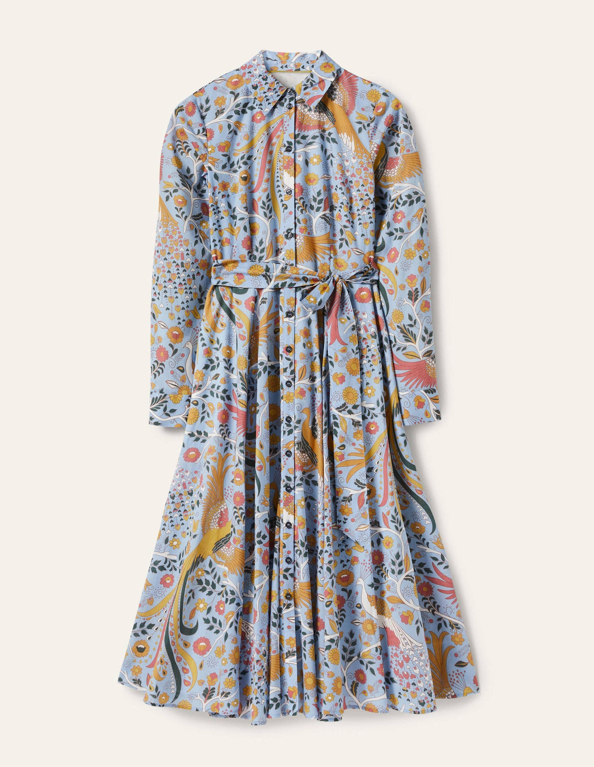 Kitty Midi Shirt Dress-Dusty Blue, Enchanting Peacock-5