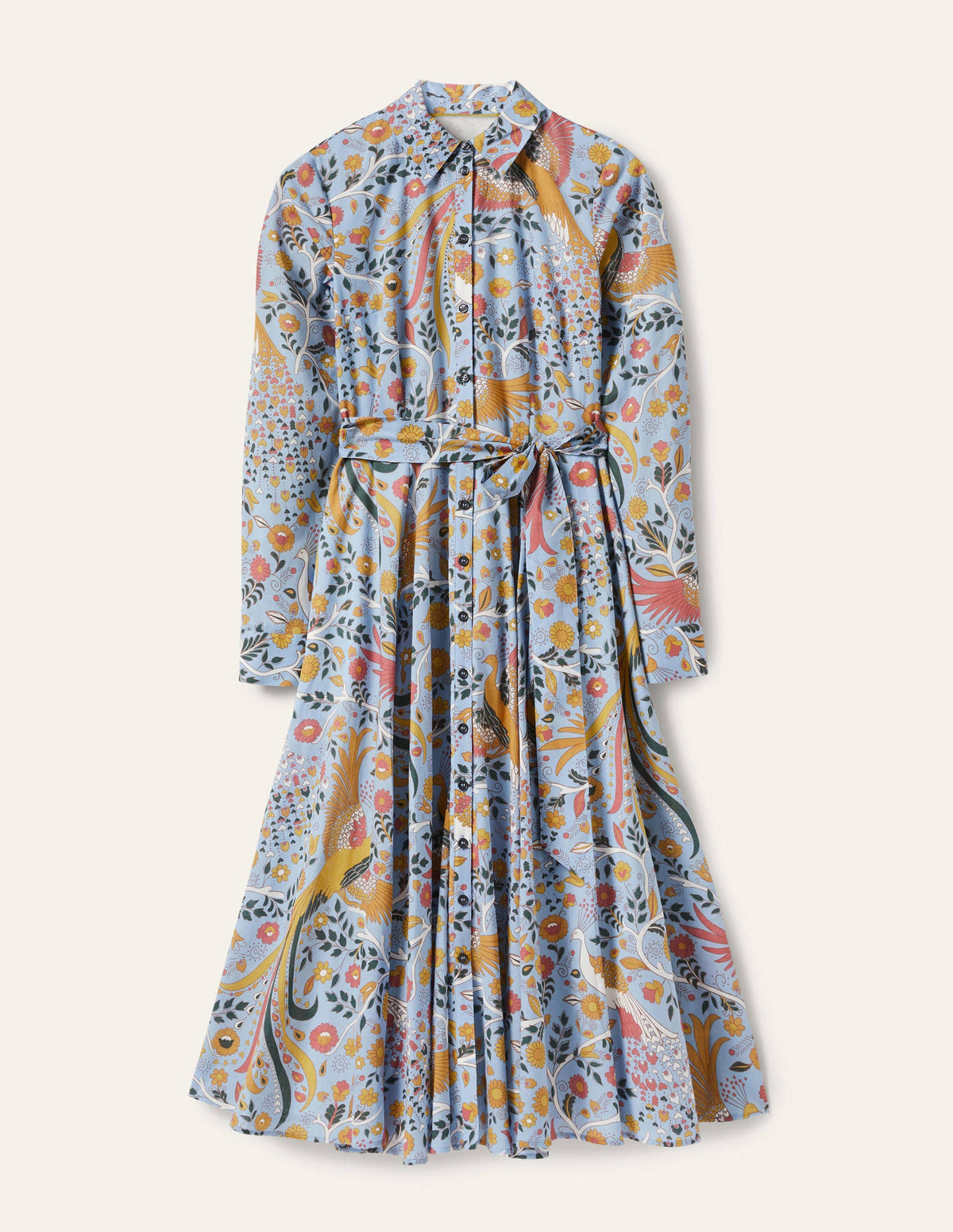 Kitty Midi Shirt Dress-Dusty Blue, Enchanting Peacock - Image 5