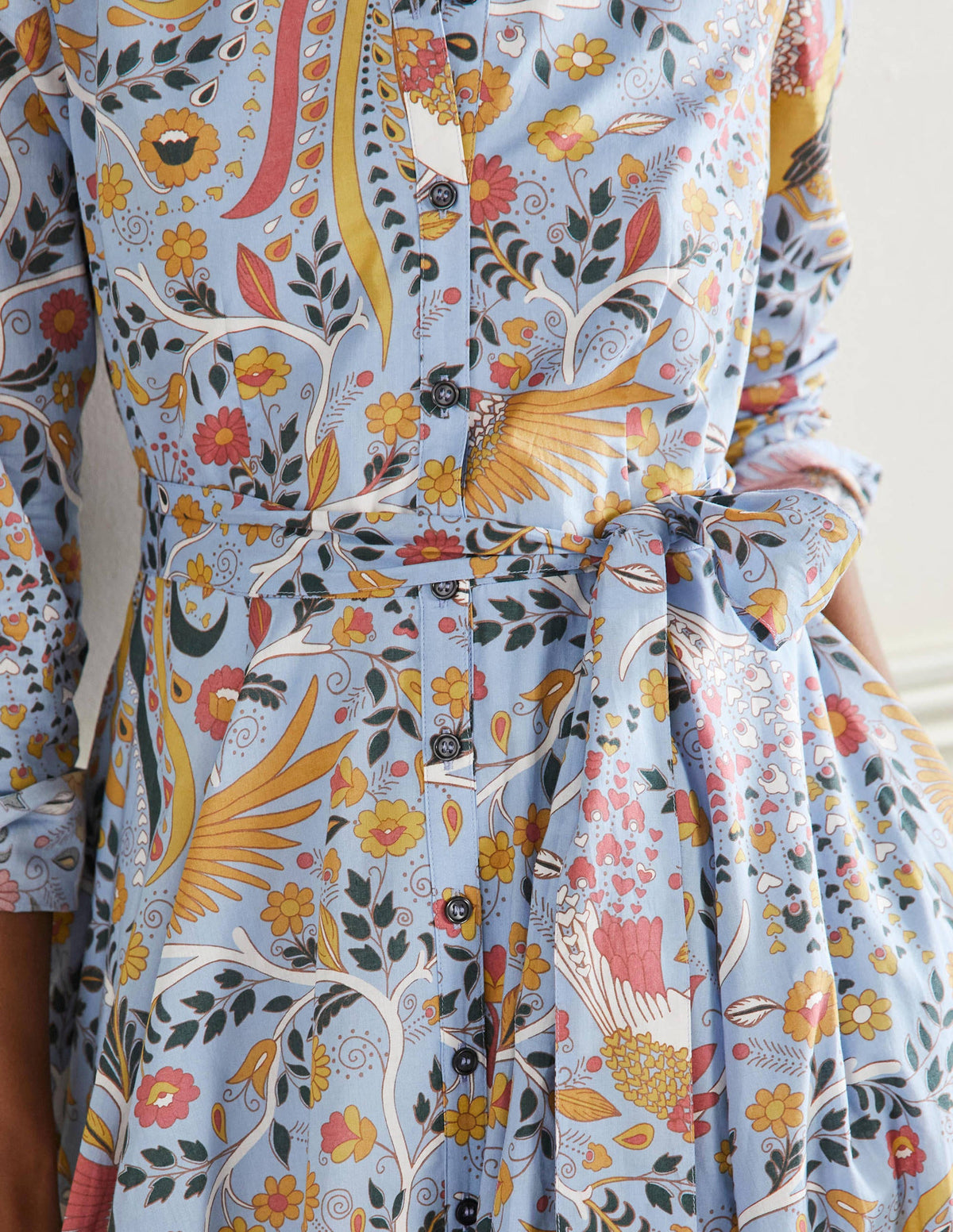 Kitty Midi Shirt Dress-Dusty Blue, Enchanting Peacock - Image 2