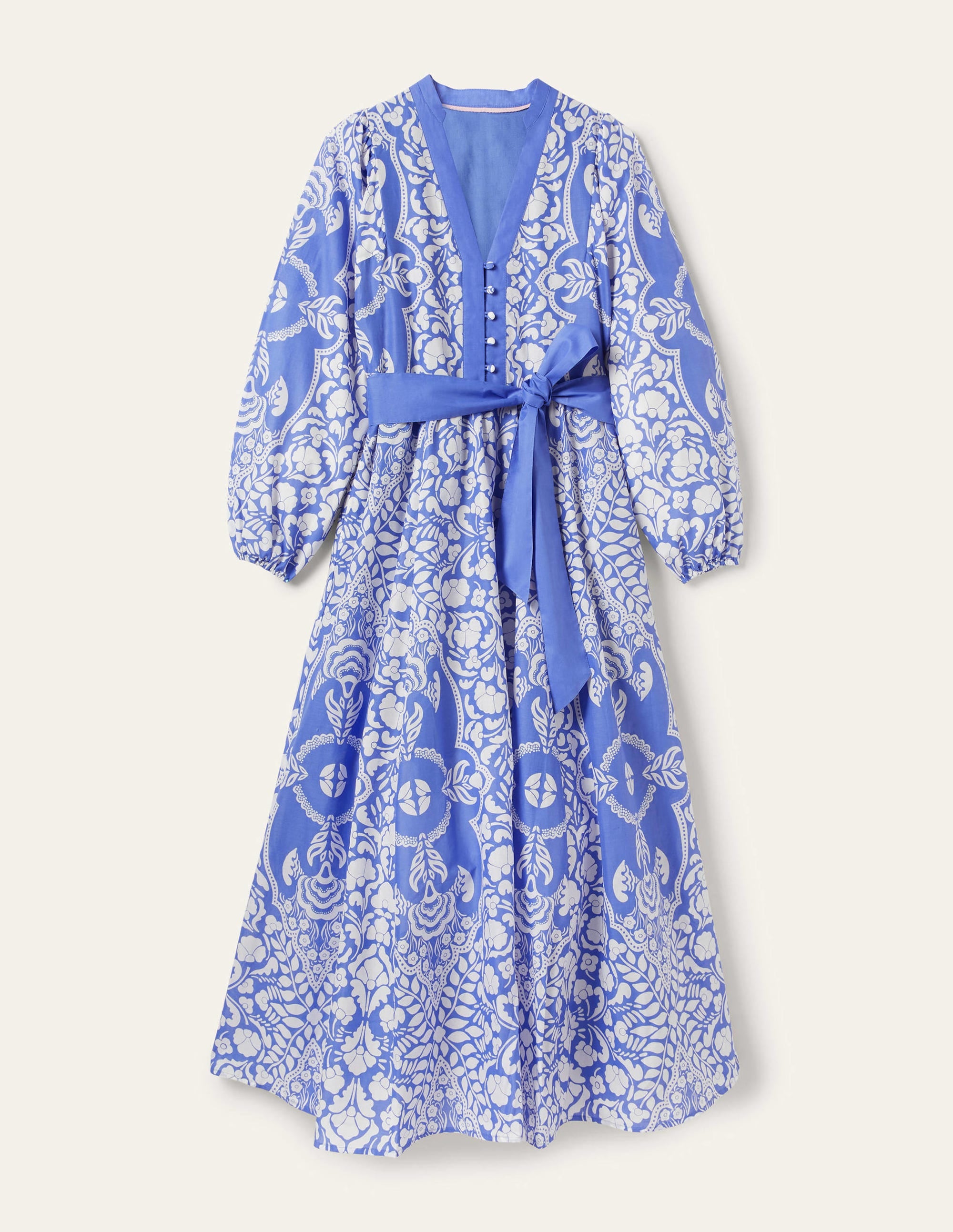 Notch Neck Cotton Maxi Dress-Bluebell, Passion Bloom - Image 6