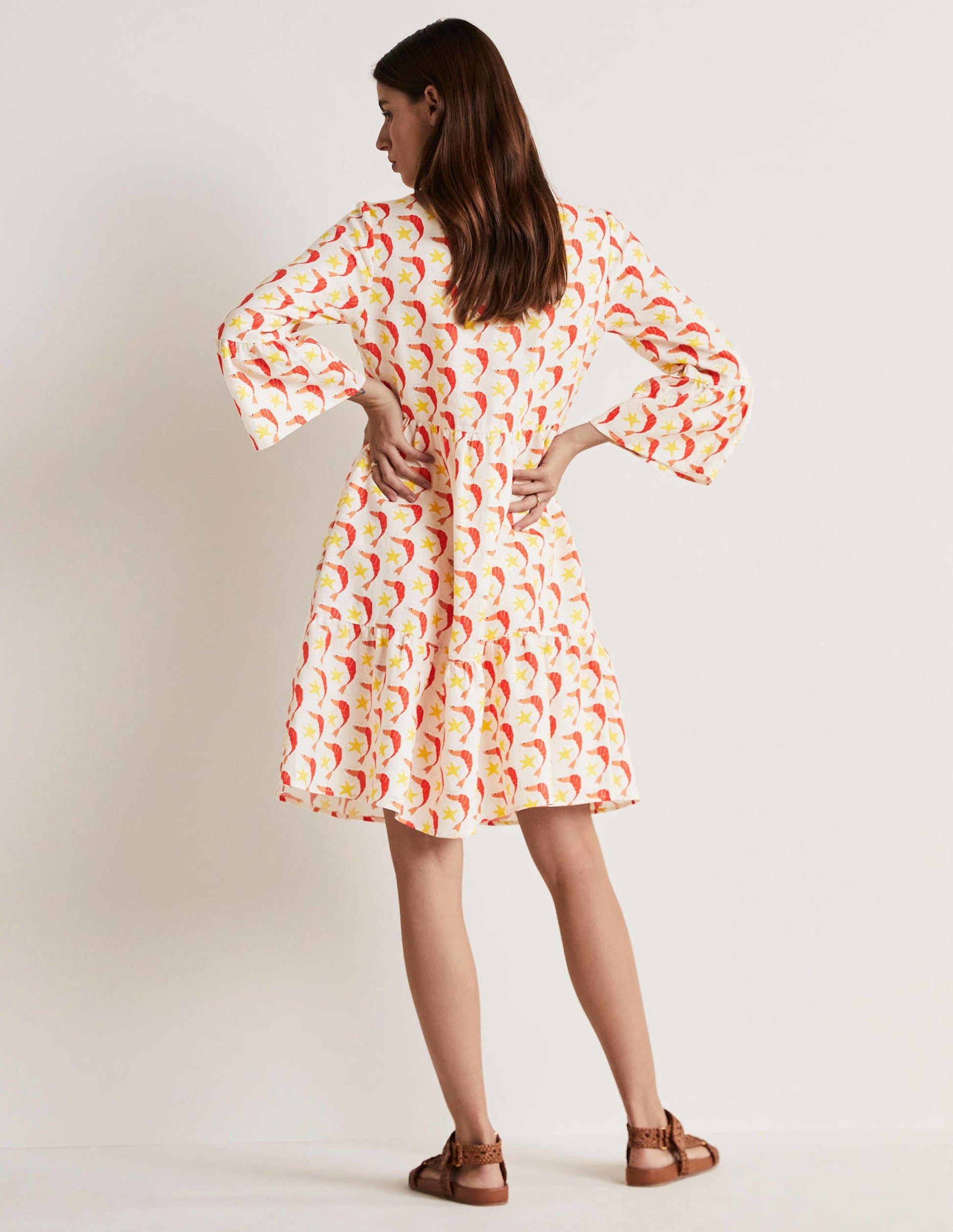 Relaxed Linen Tiered Dress-Ivory Shrimpy-3