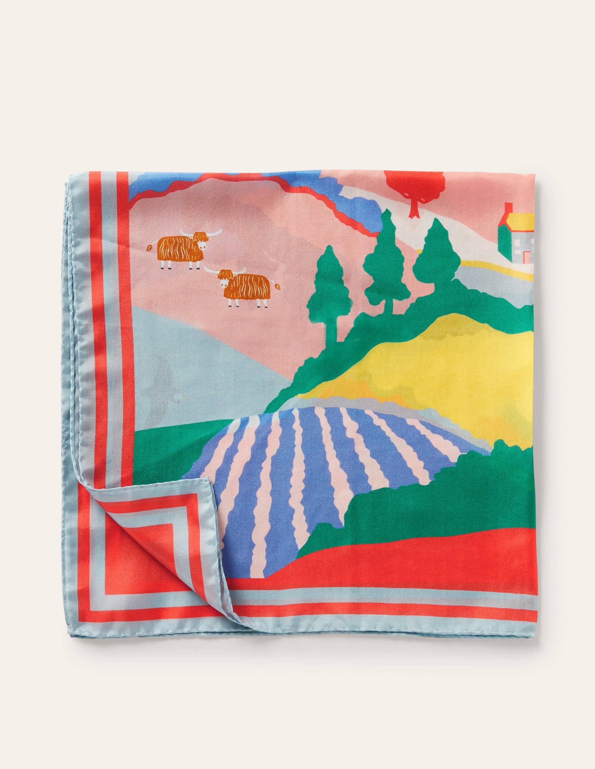 Silk Scarf-Dawn Sky, Scenic Meadow - Image 1